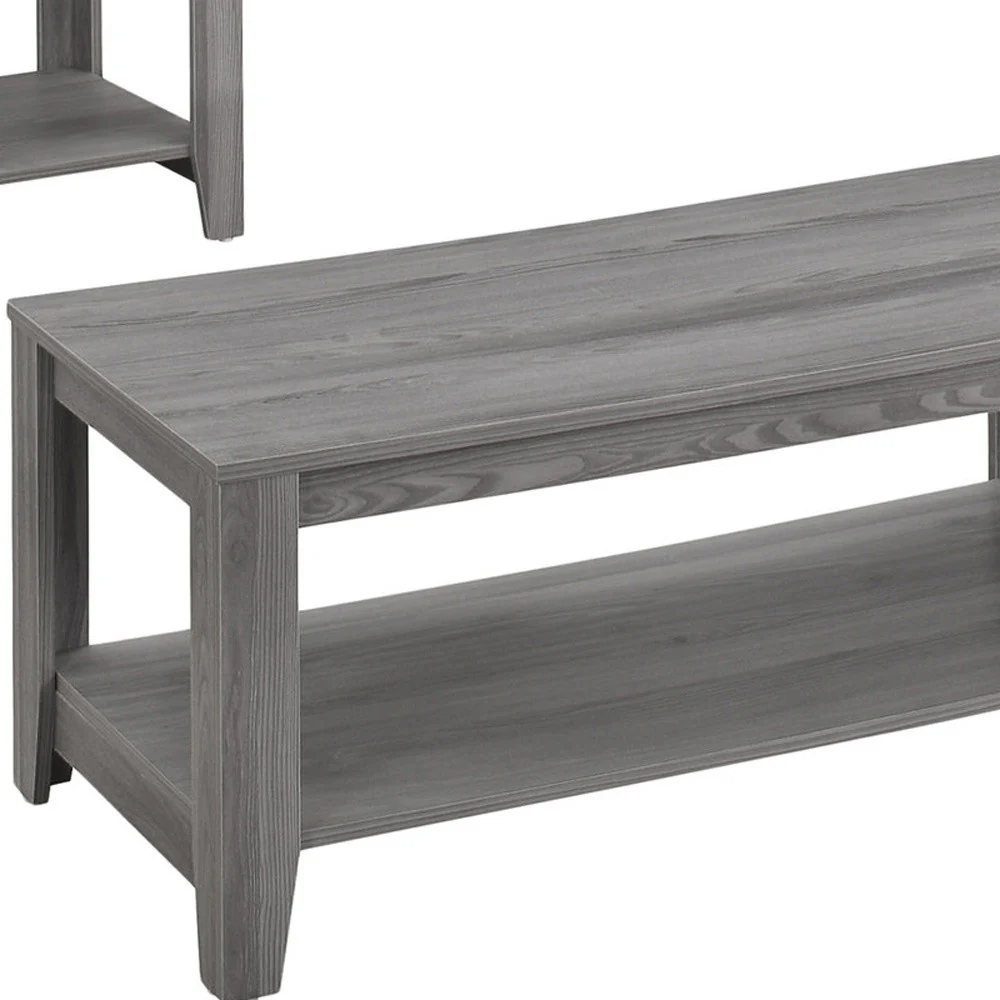 Set of Three Gray Coffee Table With Shelf By Homeroots - Image 3