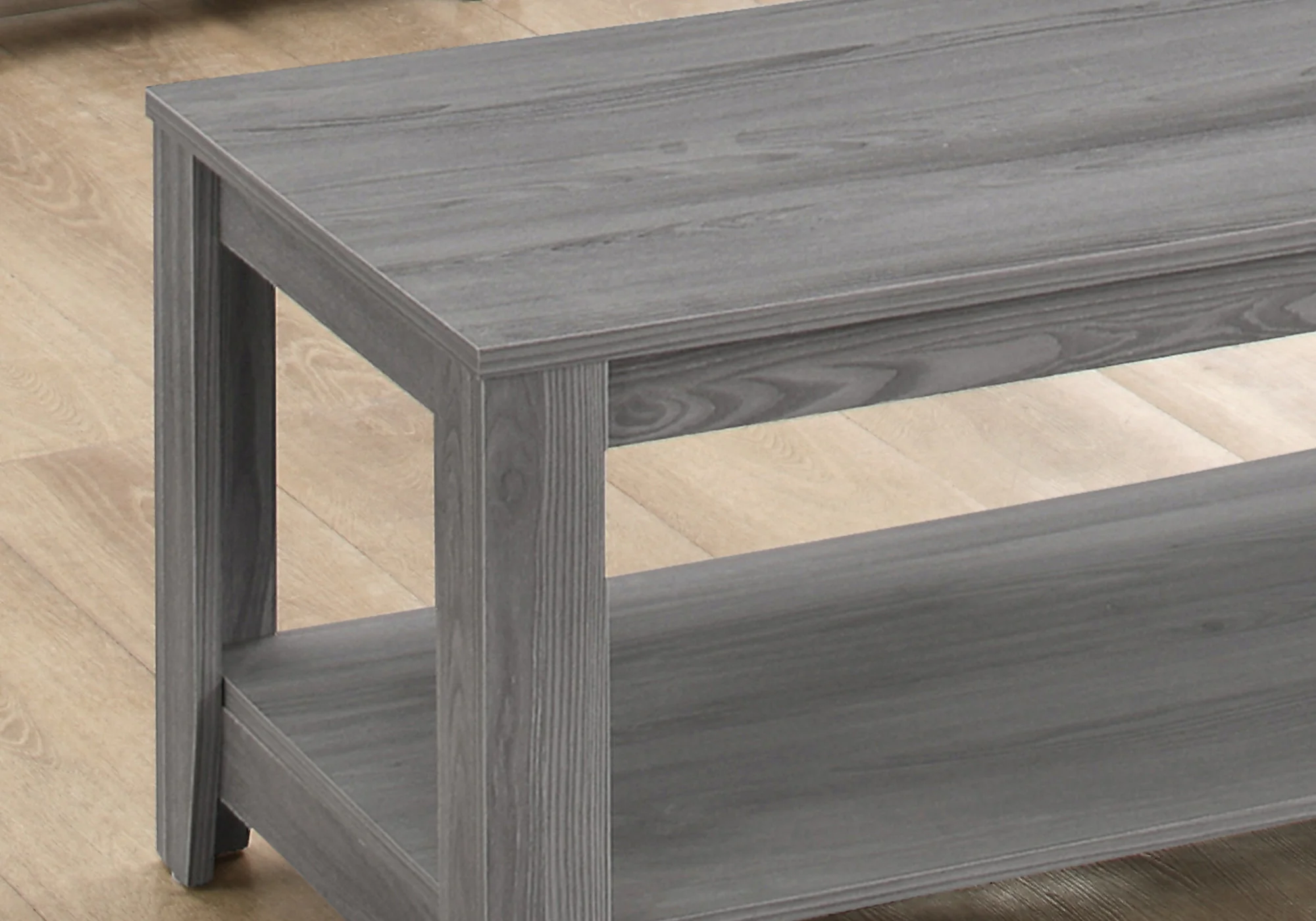 Set of Three Gray Coffee Table With Shelf By Homeroots - Image 5