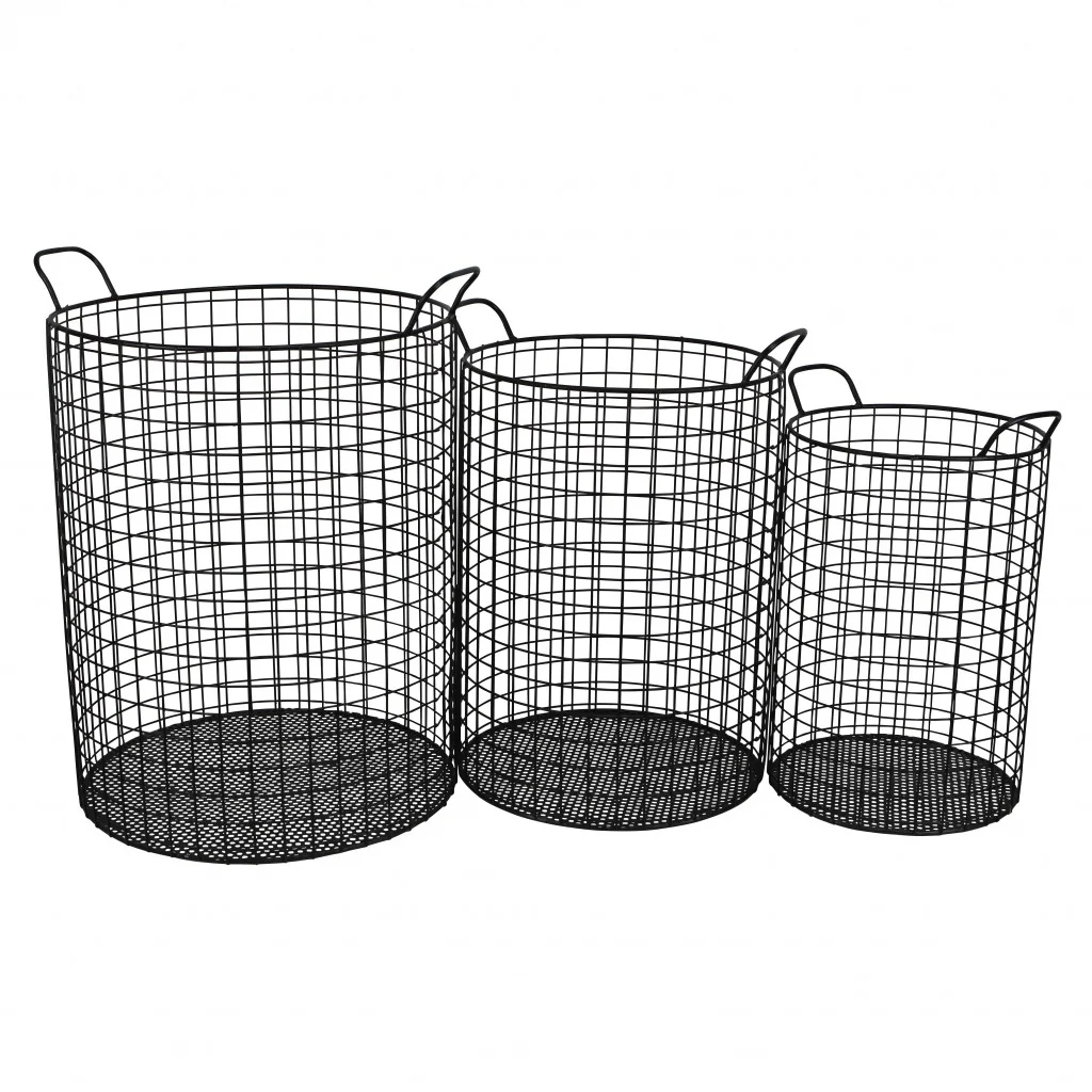 Set of Three Metal Wire Storage Baskets By Homeroots - Image 2