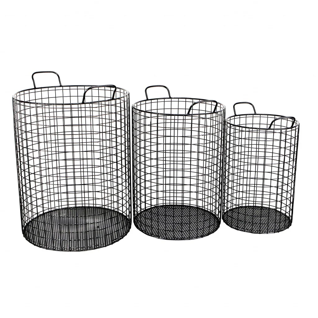 Set of Three Metal Wire Storage Baskets By Homeroots - Image 3