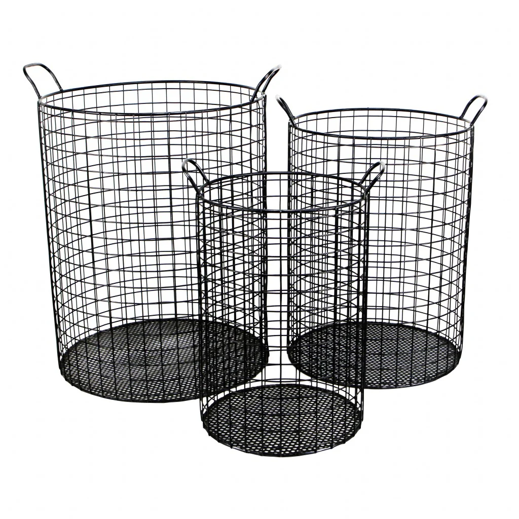 Set of Three Metal Wire Storage Baskets By Homeroots - Image 4