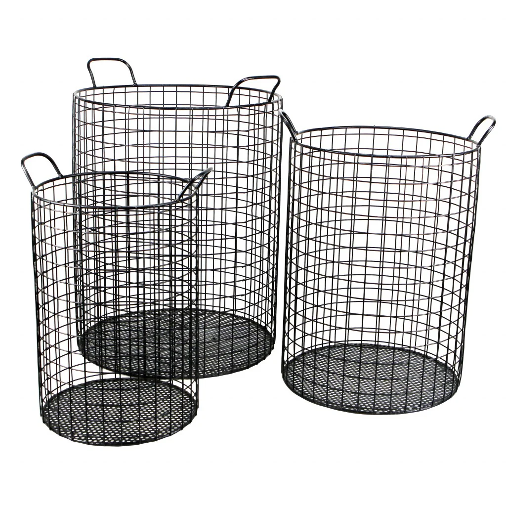 Set of Three Metal Wire Storage Baskets By Homeroots - Image 5