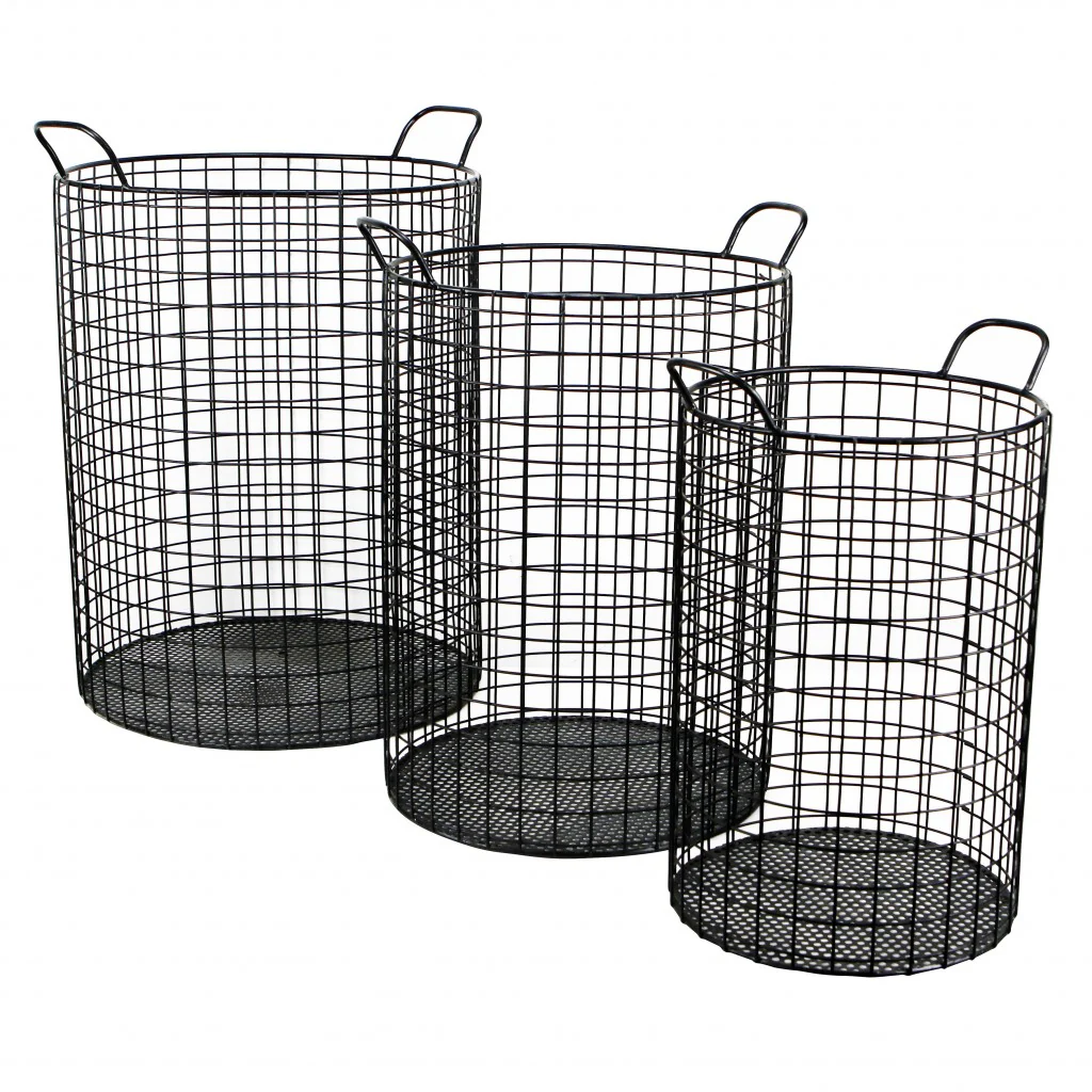 Set of Three Metal Wire Storage Baskets By Homeroots - Image 6