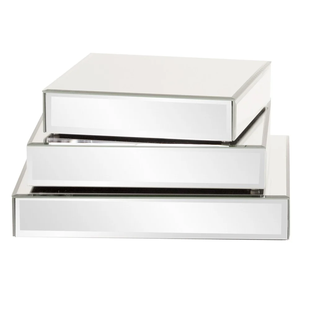 Set of Three Mirrored Rectangular Display Platforms By Homeroots - Image 2