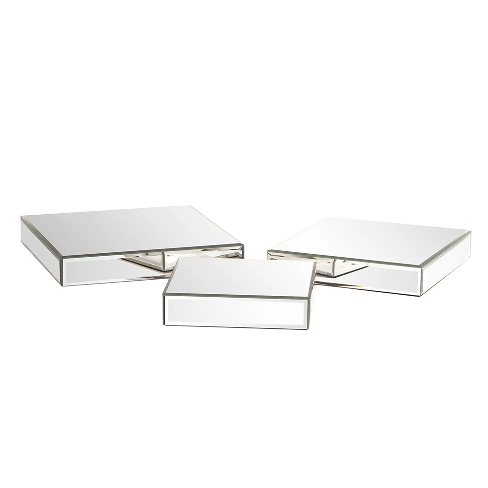 Set of Three Mirrored Rectangular Display Platforms By Homeroots - Image 3