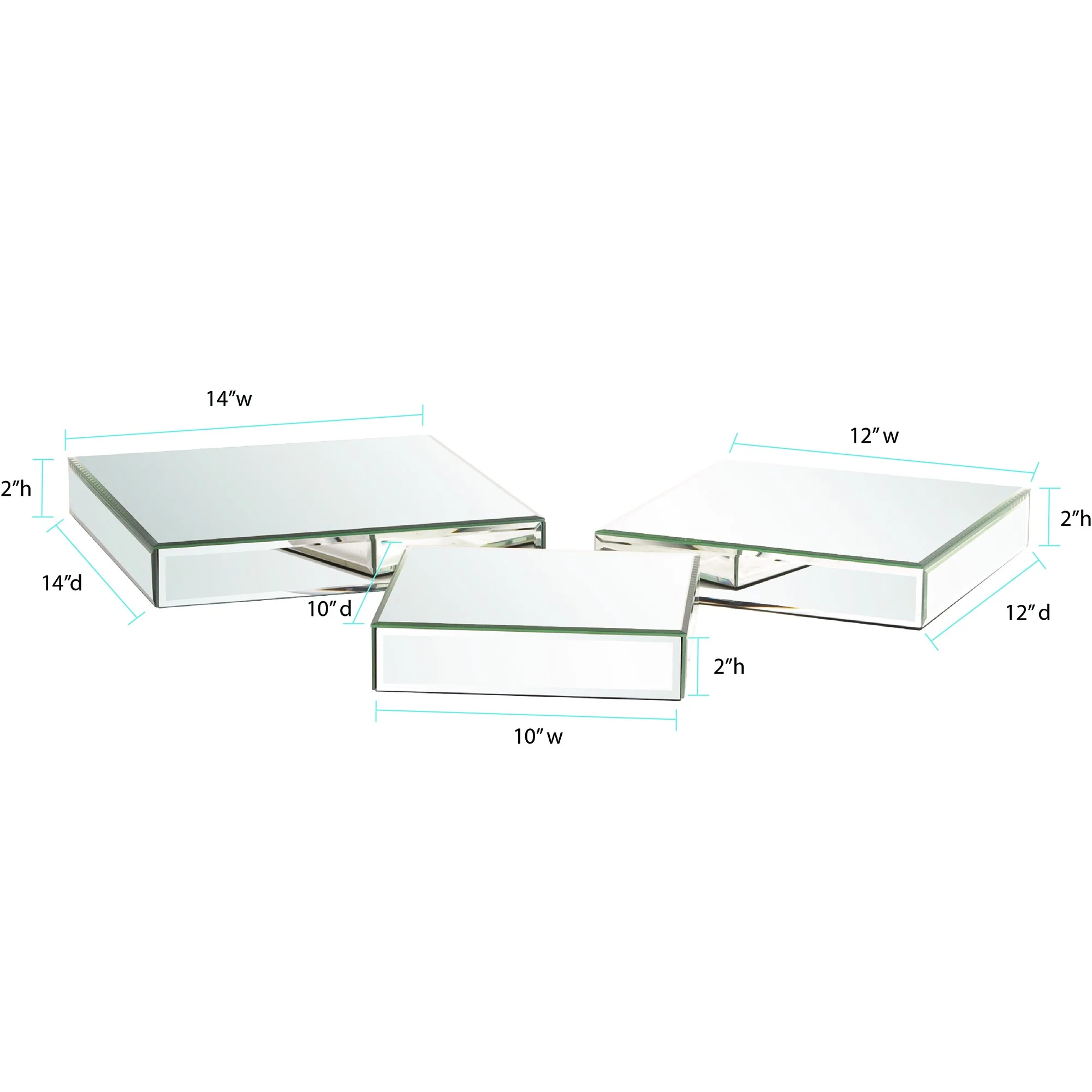 Set of Three Mirrored Rectangular Display Platforms By Homeroots - Image 4