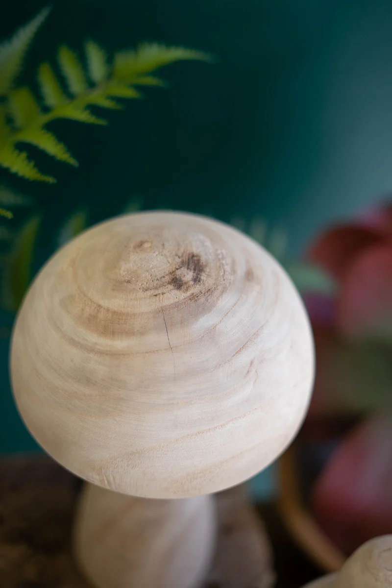Set Of Three Natural Wooden Mushrooms By Kalalou - Image 3