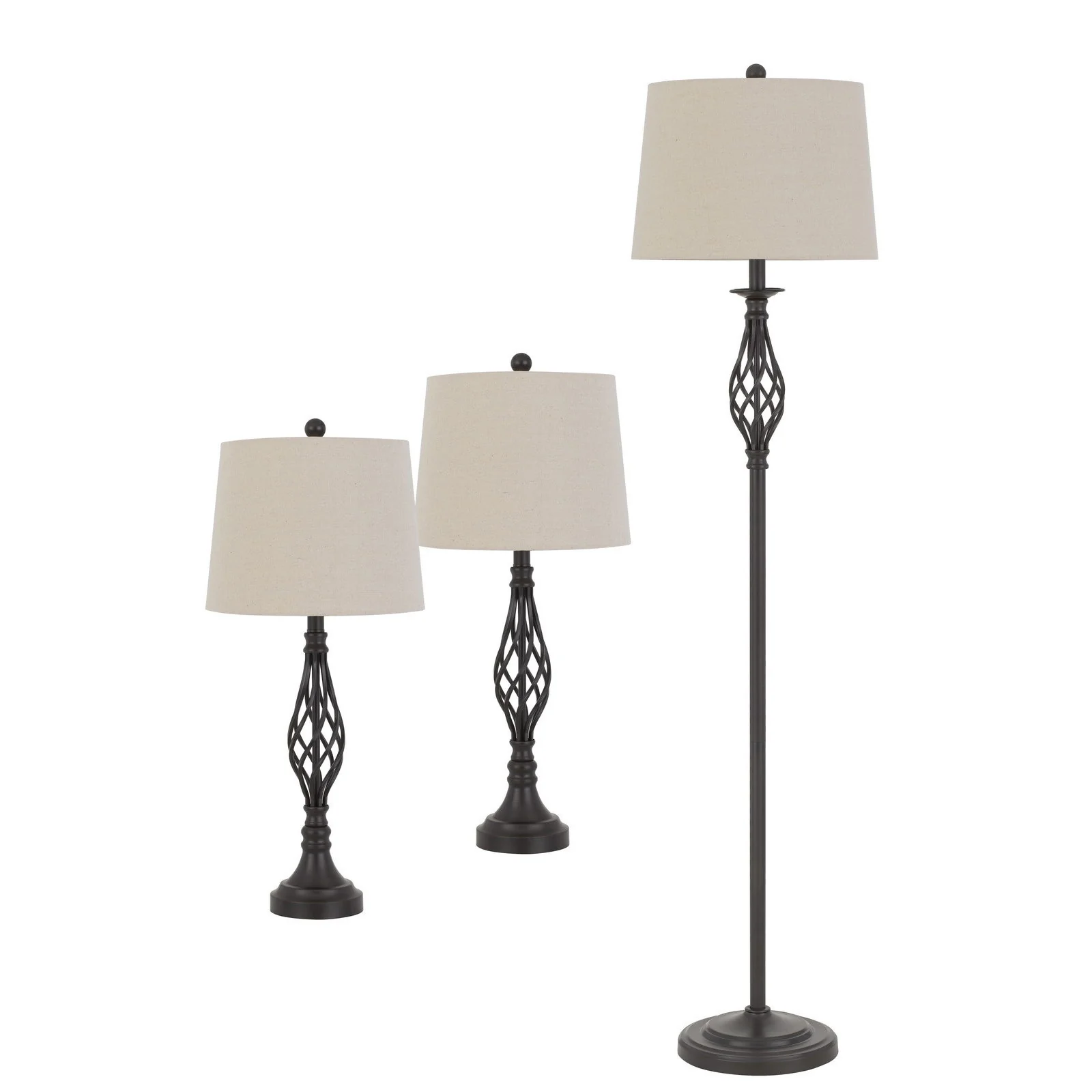 Set of Three Retro Metal Floor and Table Lamp Set By Homeroots - Image 2