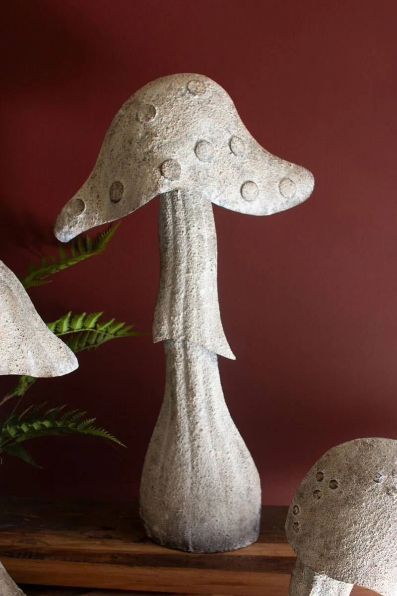 Set Of Three Rustic Metal Mushrooms By Kalalou - Image 3