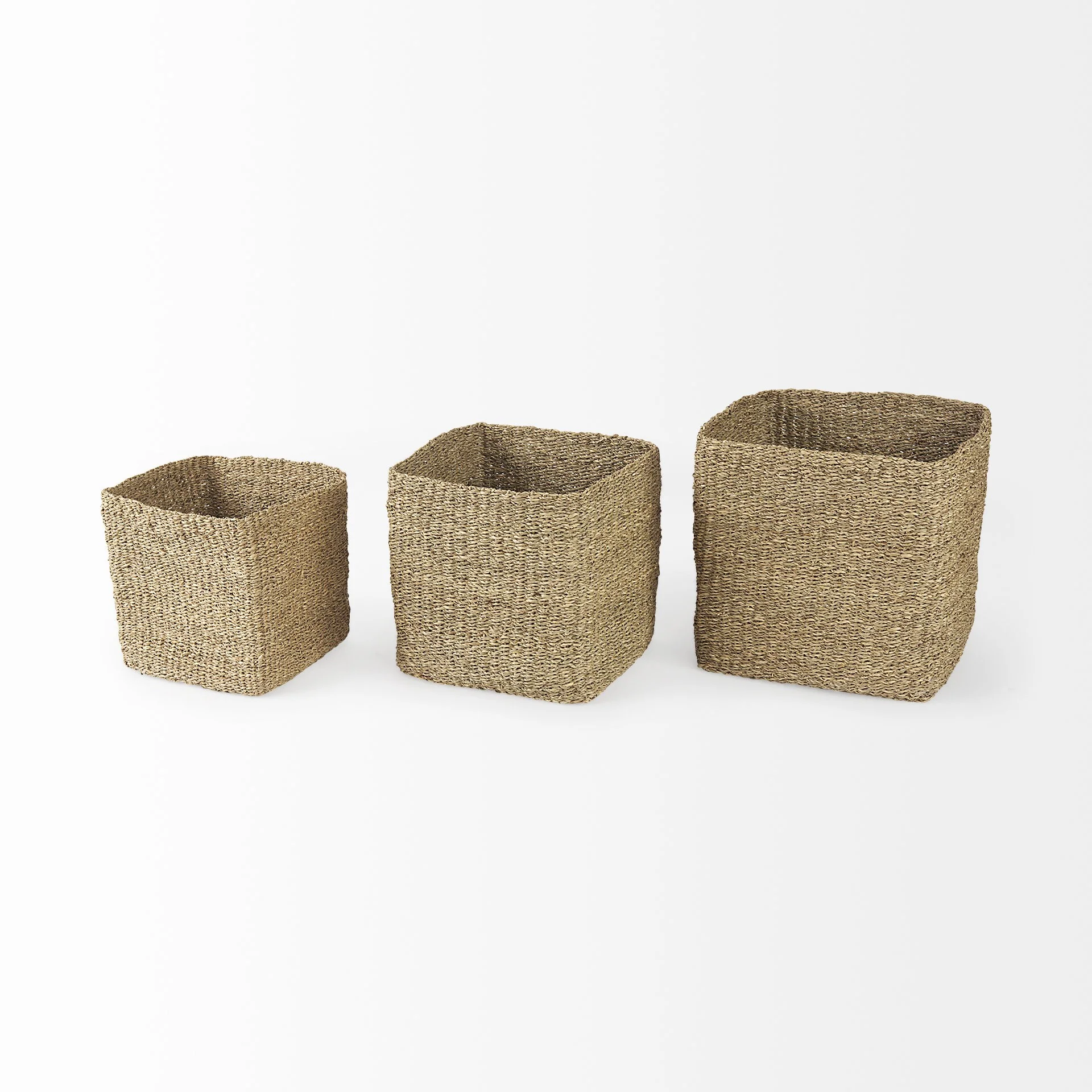 Set of Three Square Wicker Storage Baskets By Homeroots - Image 3