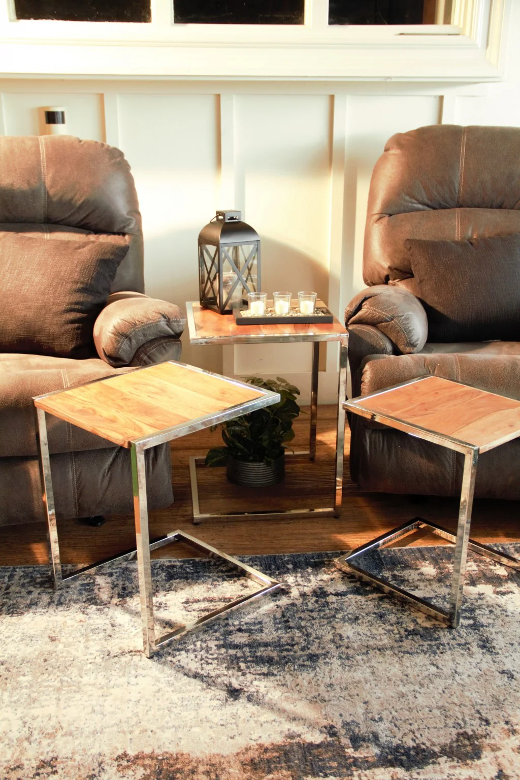 Set of Three Stylish Wood and Metal C Shaped Nesting End Tables By Homeroots - Image 2