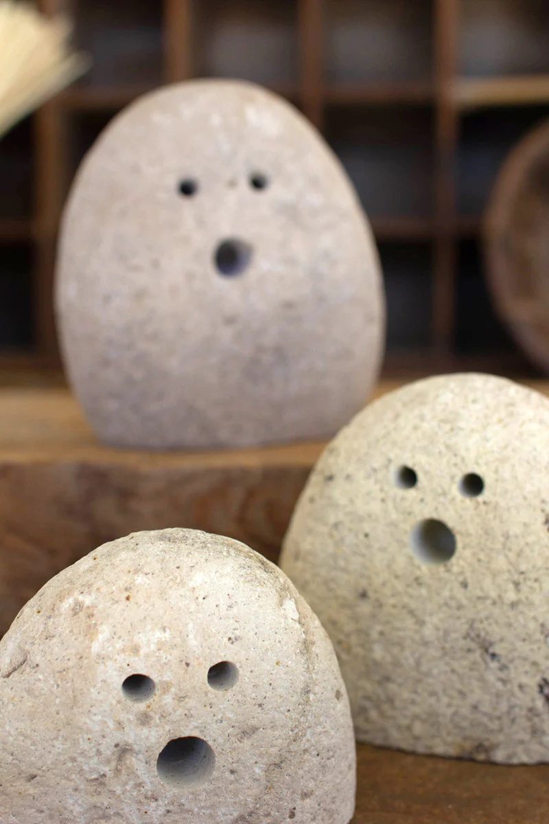 Set Of Three Tabletop River Rock Ghosts By Kalalou - Image 3