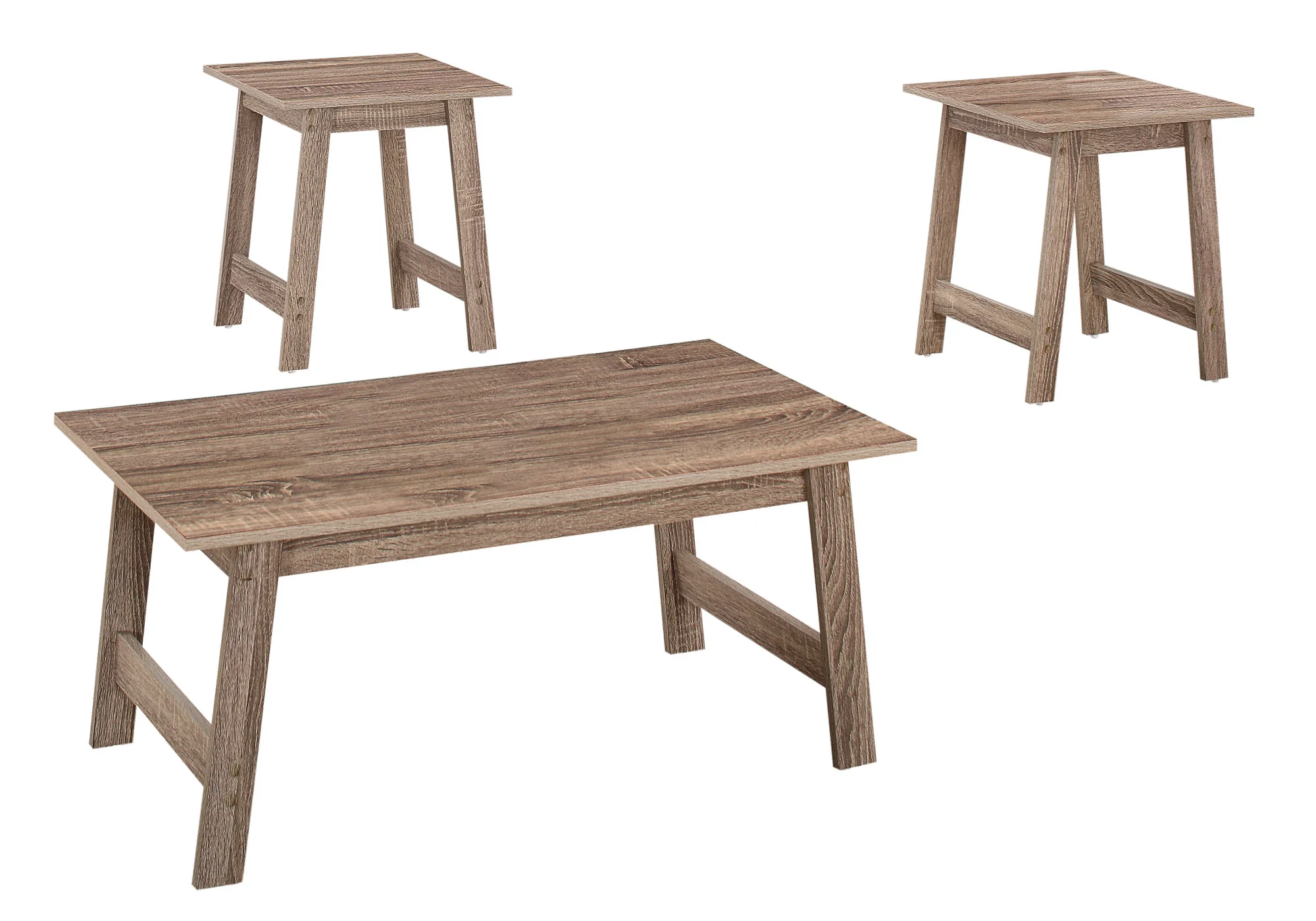 Set of Three Taupe Coffee Table By Homeroots - Image 4