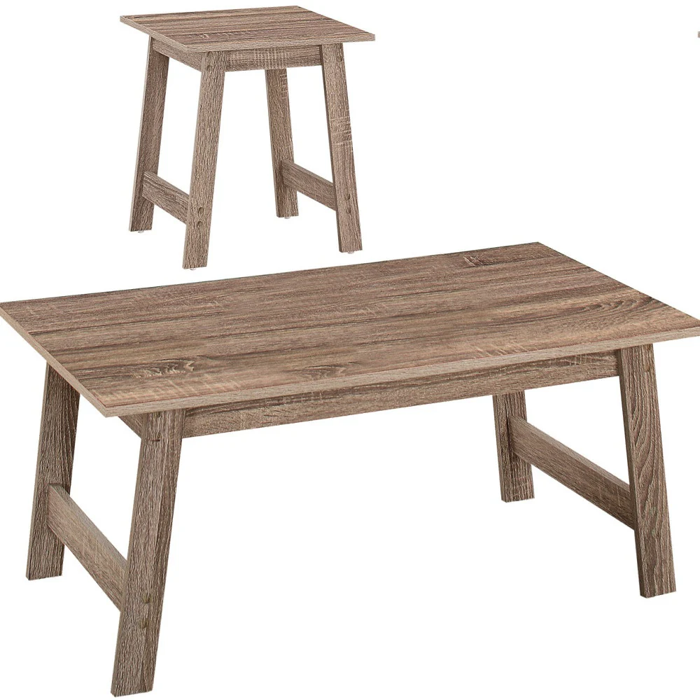 Set of Three Taupe Coffee Table By Homeroots - Image 5