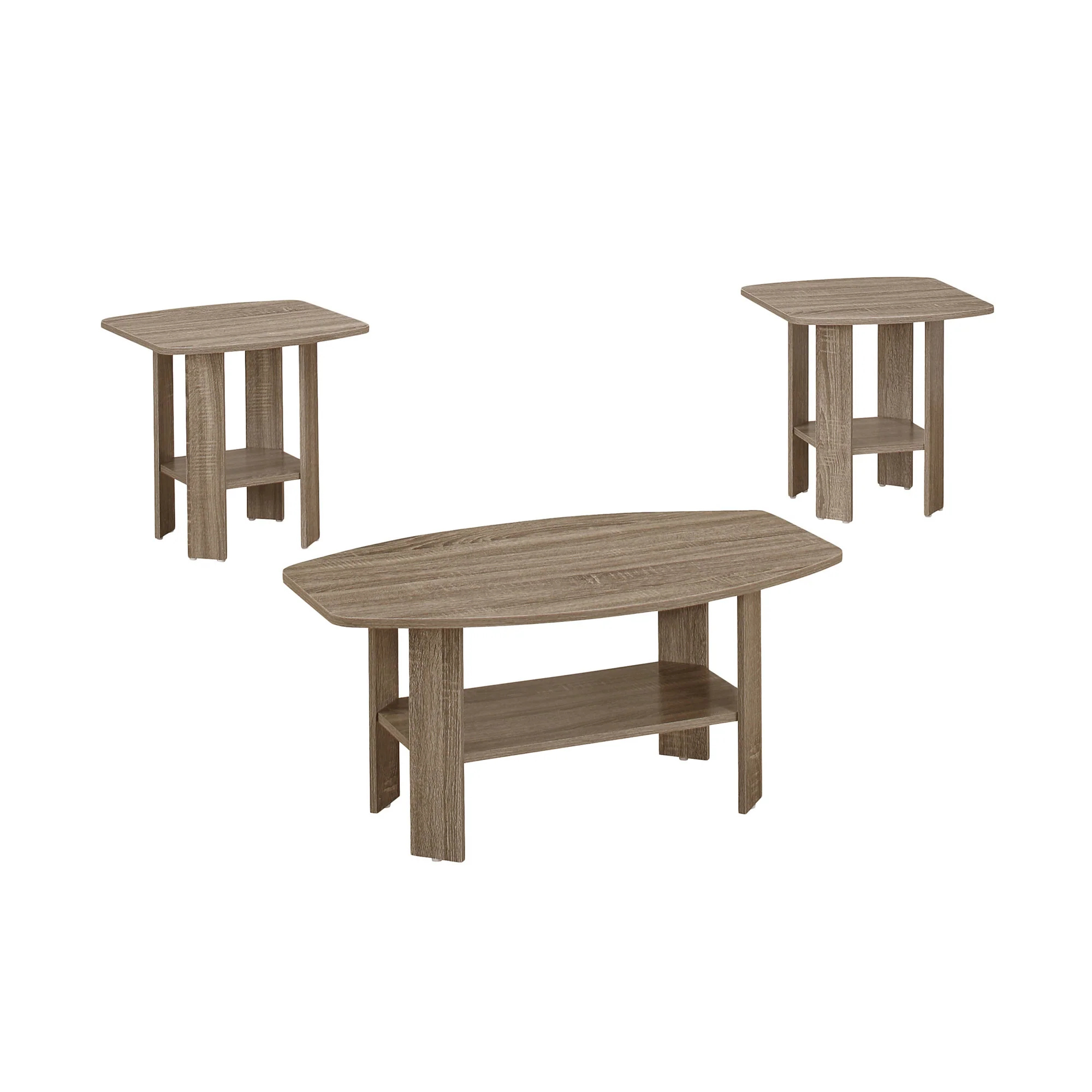 Set of Three Taupe Coffee Table With Shelf By Homeroots - Image 4