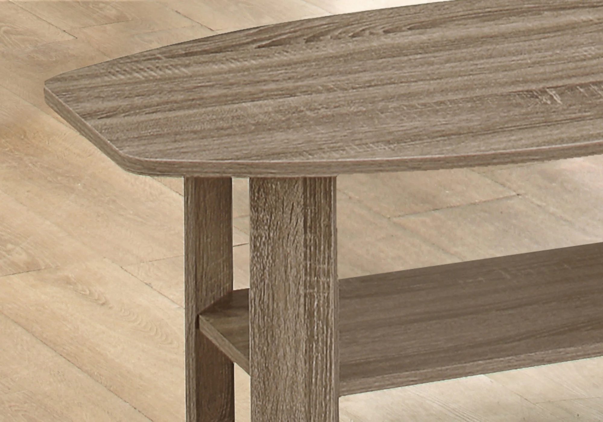 Set of Three Taupe Coffee Table With Shelf By Homeroots - Image 7