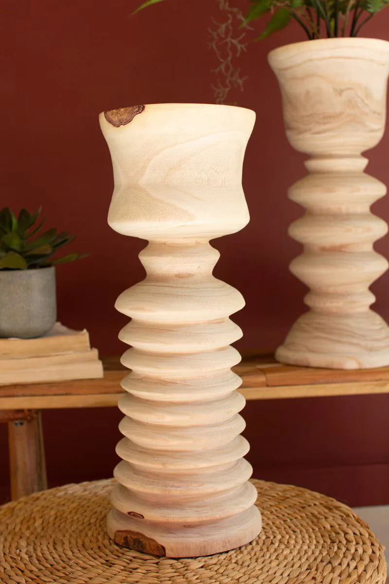 Set Of Three Turned Wood Towers With Cups By Kalalou - Image 3