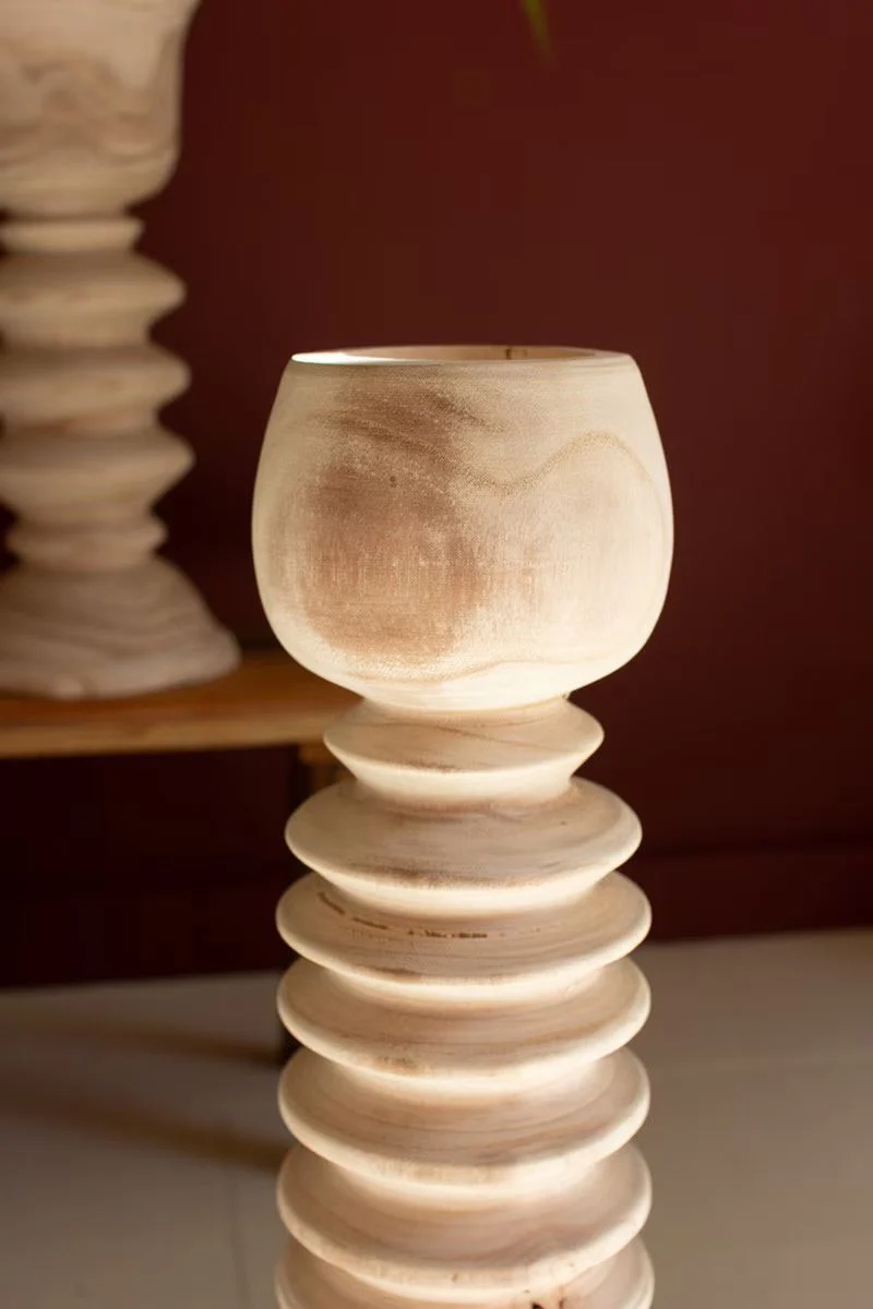 Set Of Three Turned Wood Towers With Cups By Kalalou - Image 4