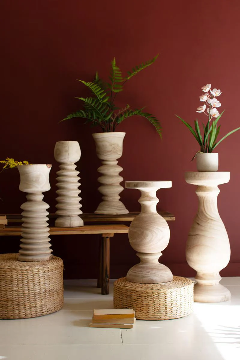 Set Of Three Turned Wood Towers With Cups By Kalalou - Image 5