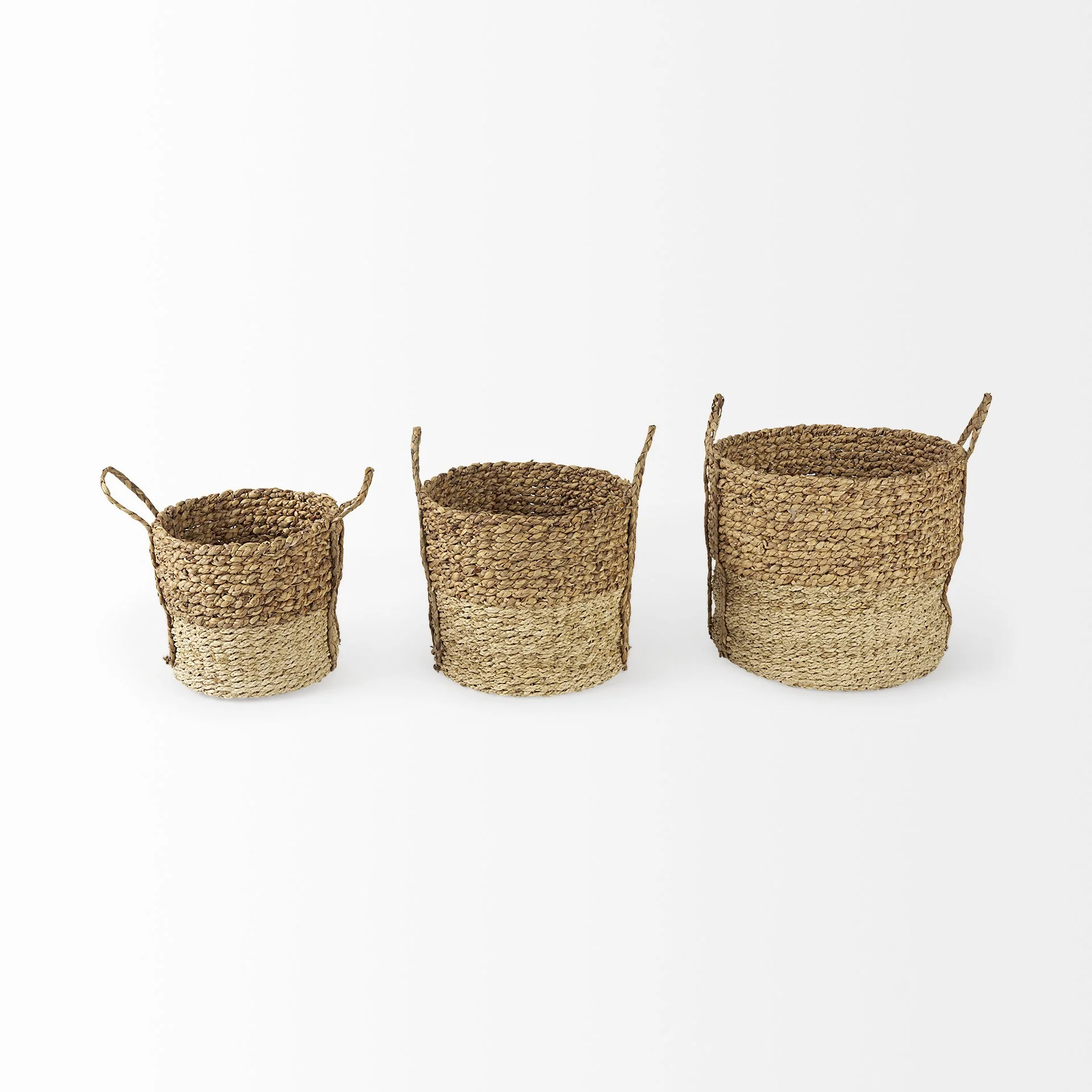 Set of Three Two Tone Wicker Storage Baskets By Homeroots - Image 2