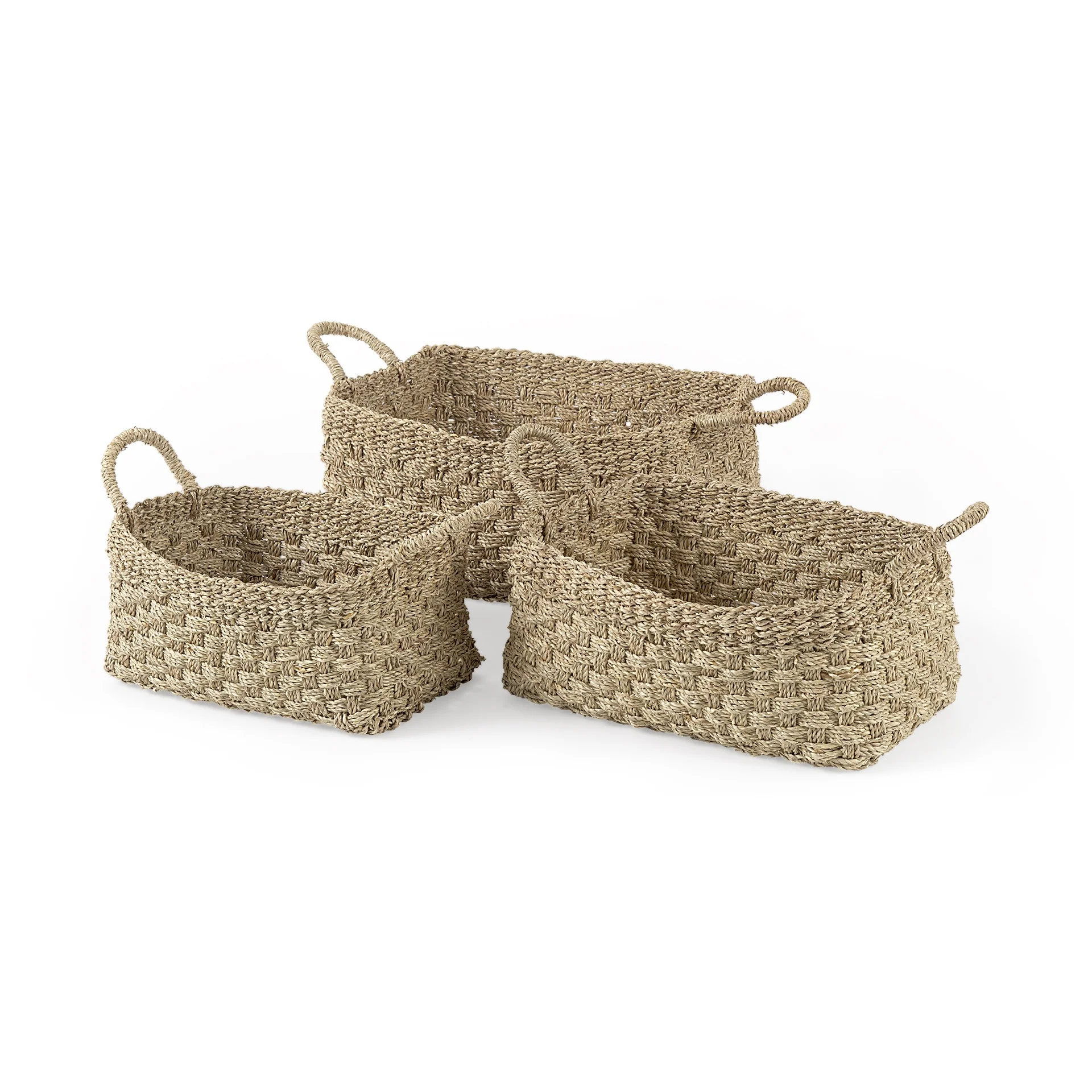 Set of Three Weaved Wicker Storage Baskets By Homeroots - Image 2