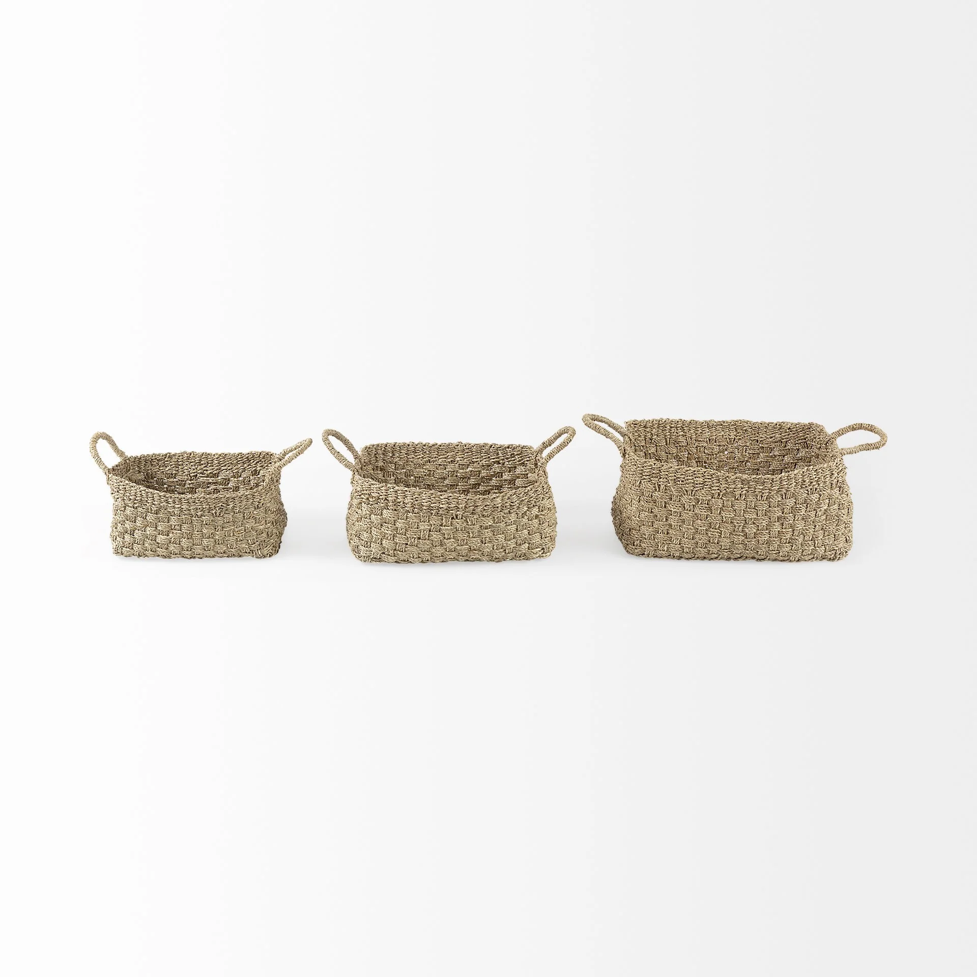 Set of Three Weaved Wicker Storage Baskets By Homeroots - Image 3