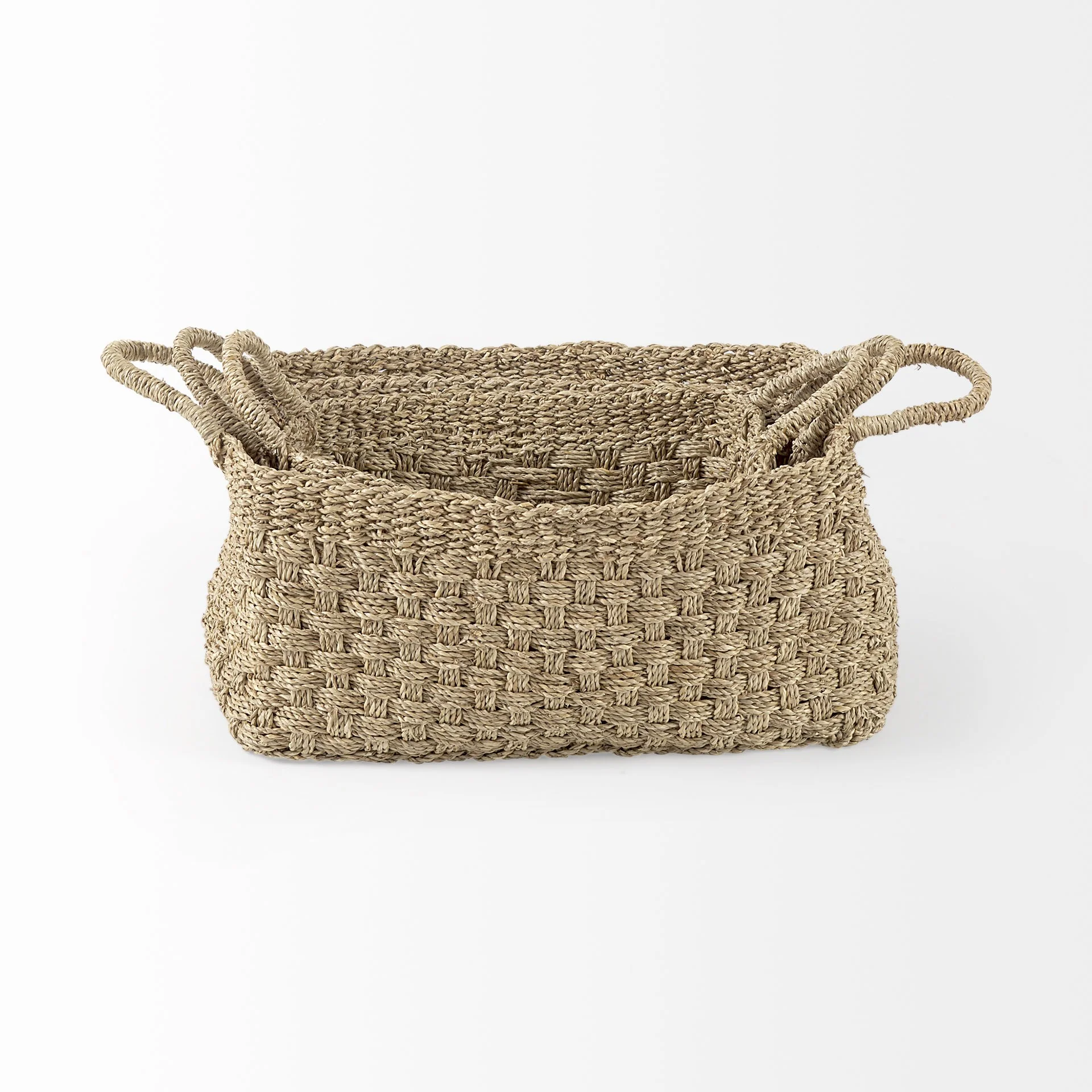 Set of Three Weaved Wicker Storage Baskets By Homeroots - Image 5