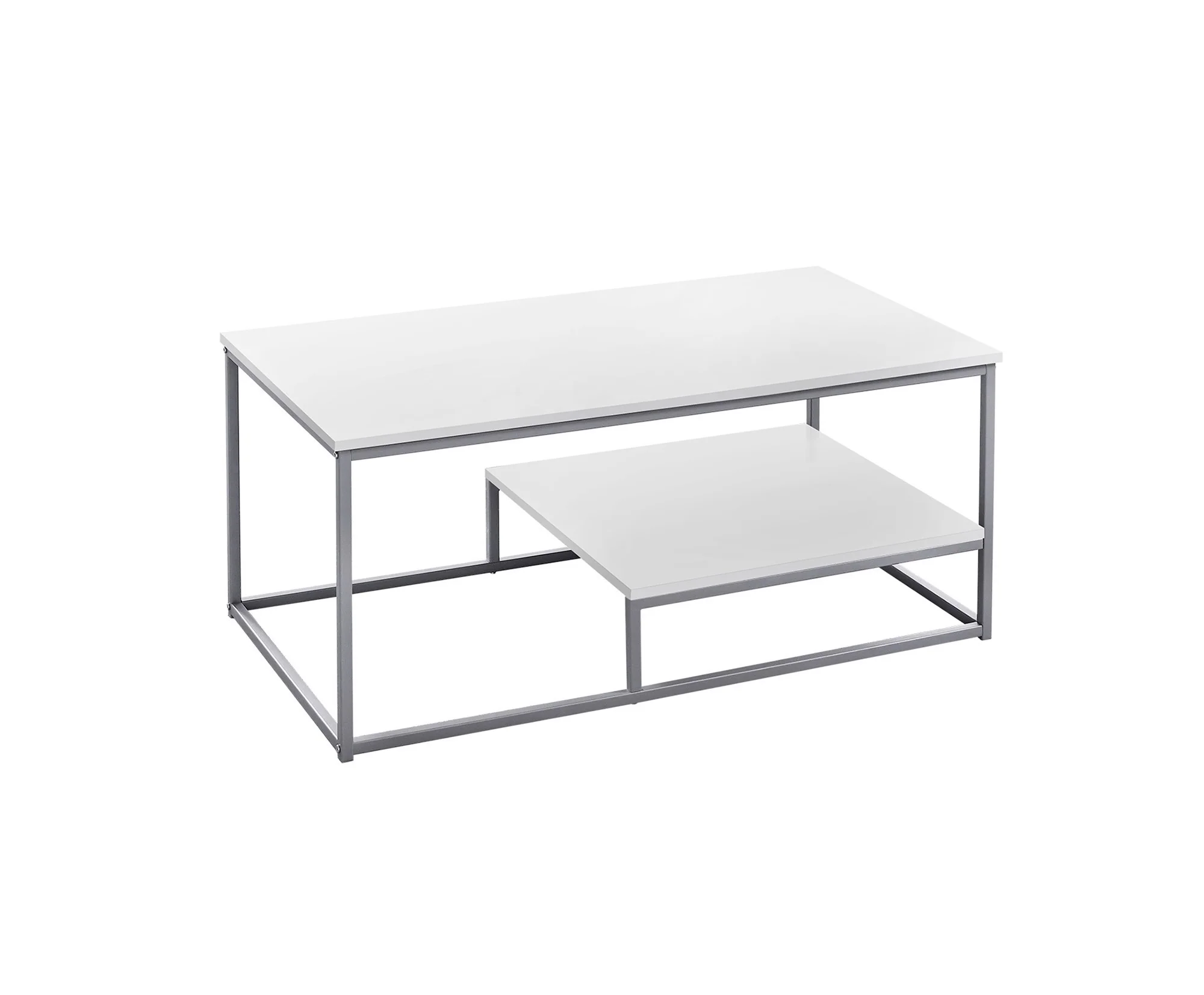Set of Three White And Silver Metal Coffee Table With Shelf By Homeroots - Image 7