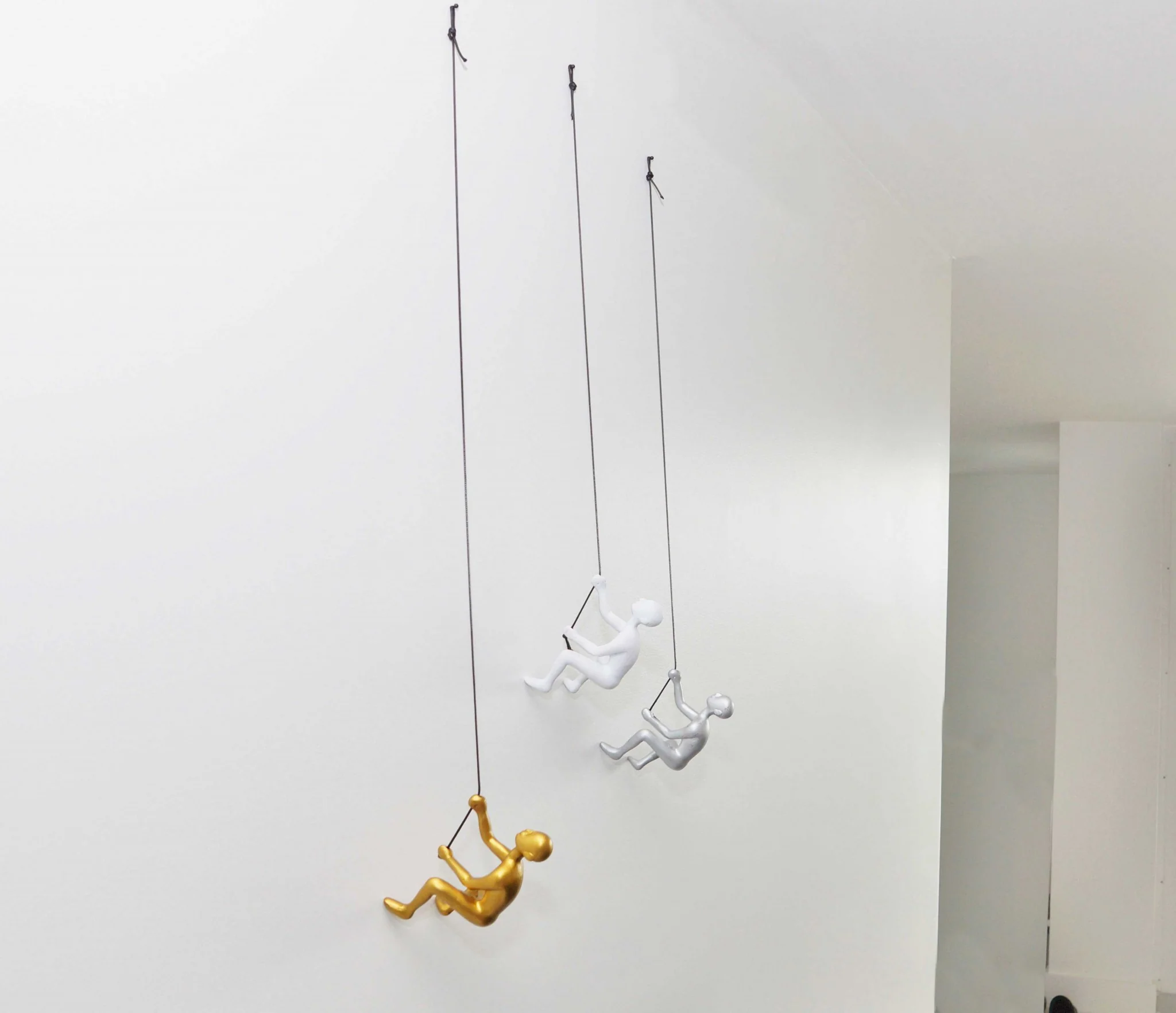 Set of Three White Resin Novelty Hanging Dimensional Sculpture By Homeroots - Image 2
