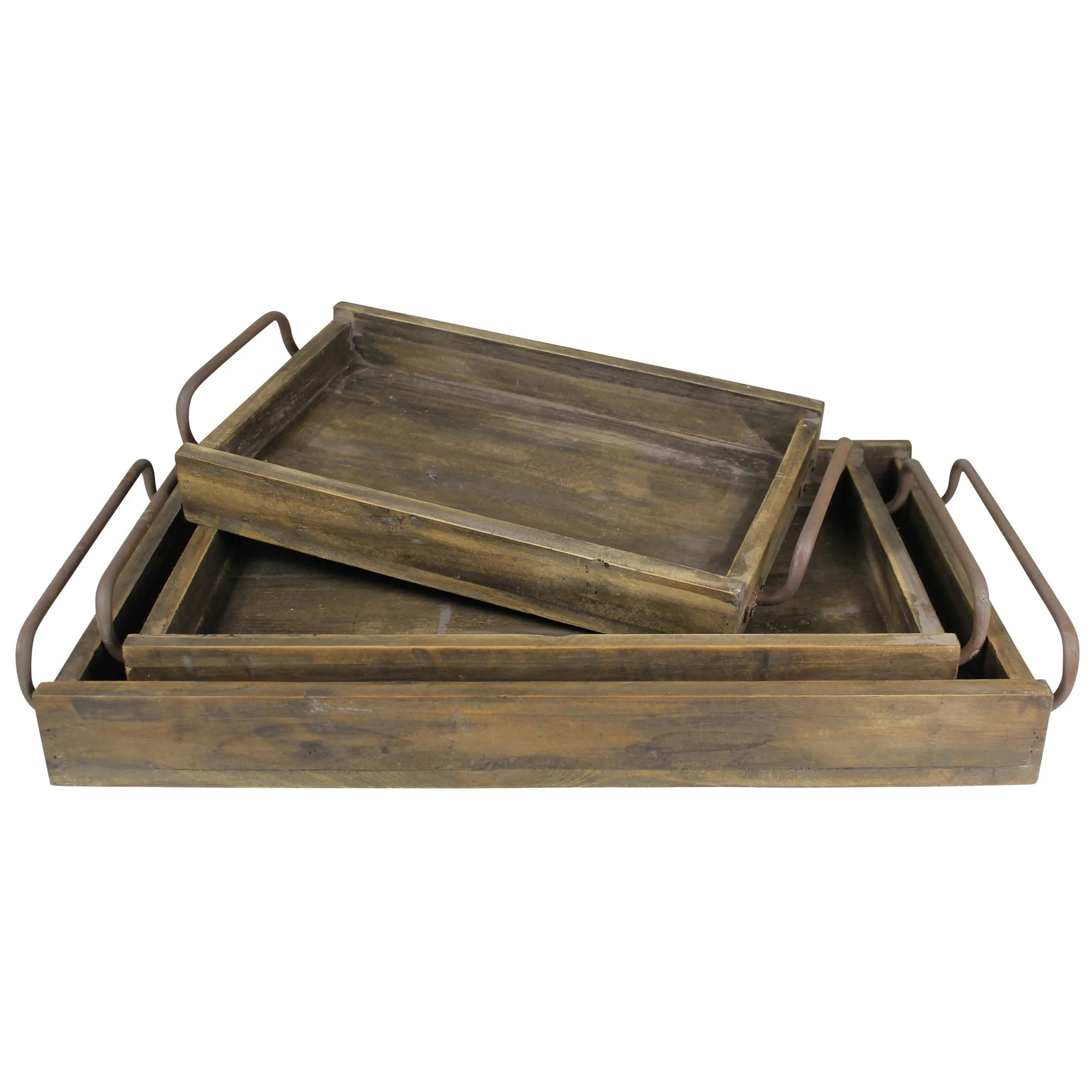 Set Of Three Wooden Trays By Homeroots - Image 2