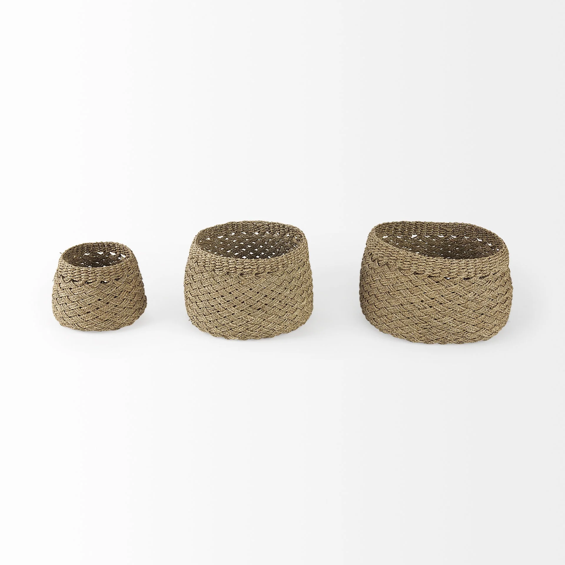 Set of Three Woven Wicker Storage Baskets By Homeroots - Image 2