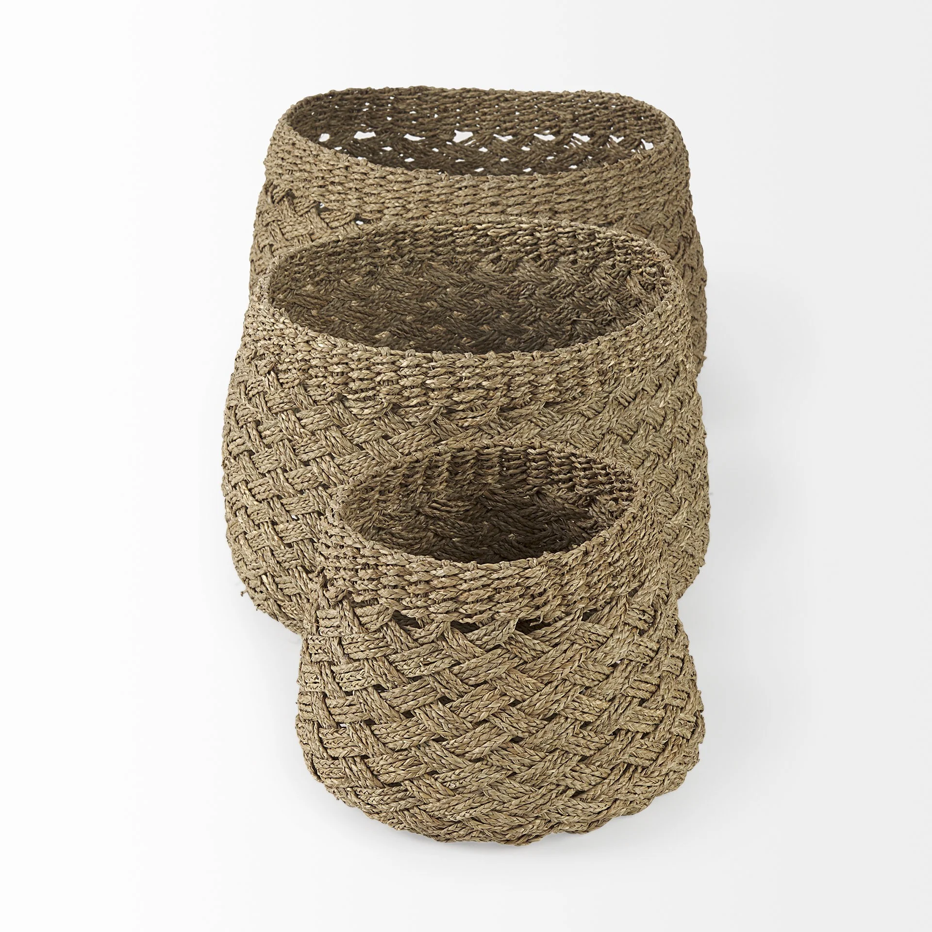 Set of Three Woven Wicker Storage Baskets By Homeroots - Image 3