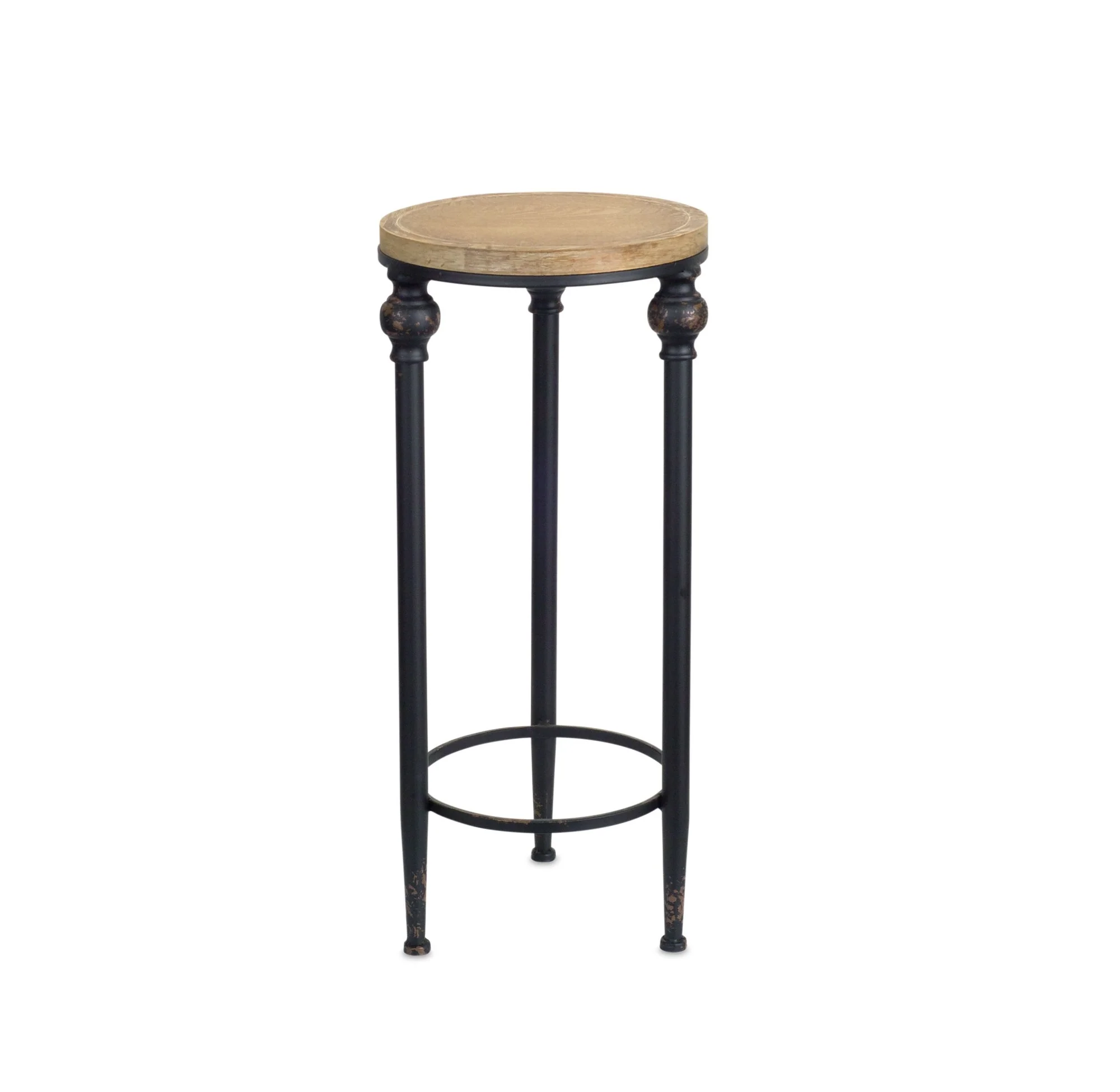 Set Of Two 12" Black And Brown Solid Wood Round End Tables By Homeroots - Image 2
