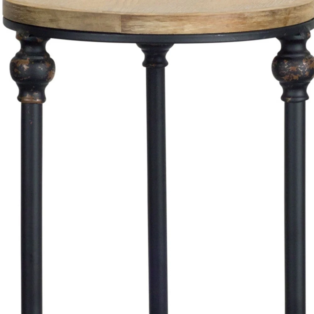 Set Of Two 12" Black And Brown Solid Wood Round End Tables By Homeroots - Image 7