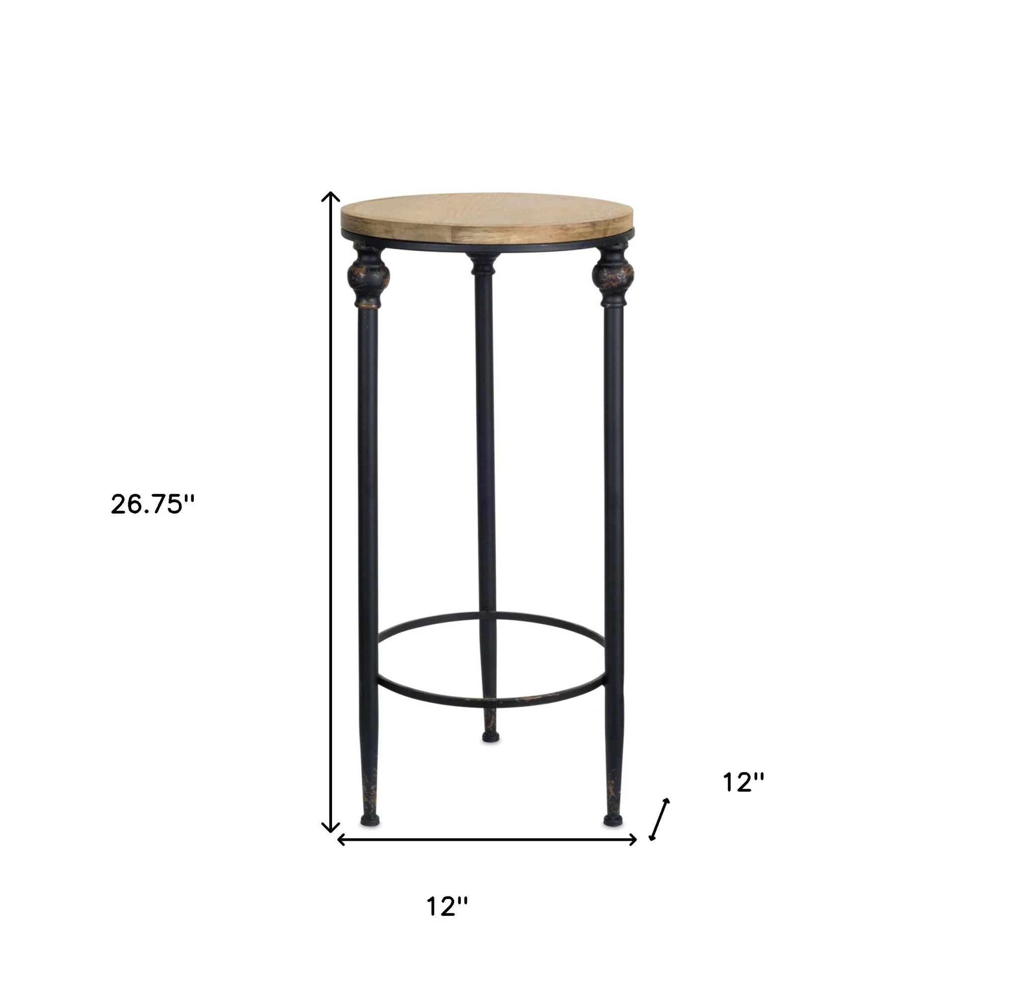 Set Of Two 12" Black And Brown Solid Wood Round End Tables By Homeroots - Image 8