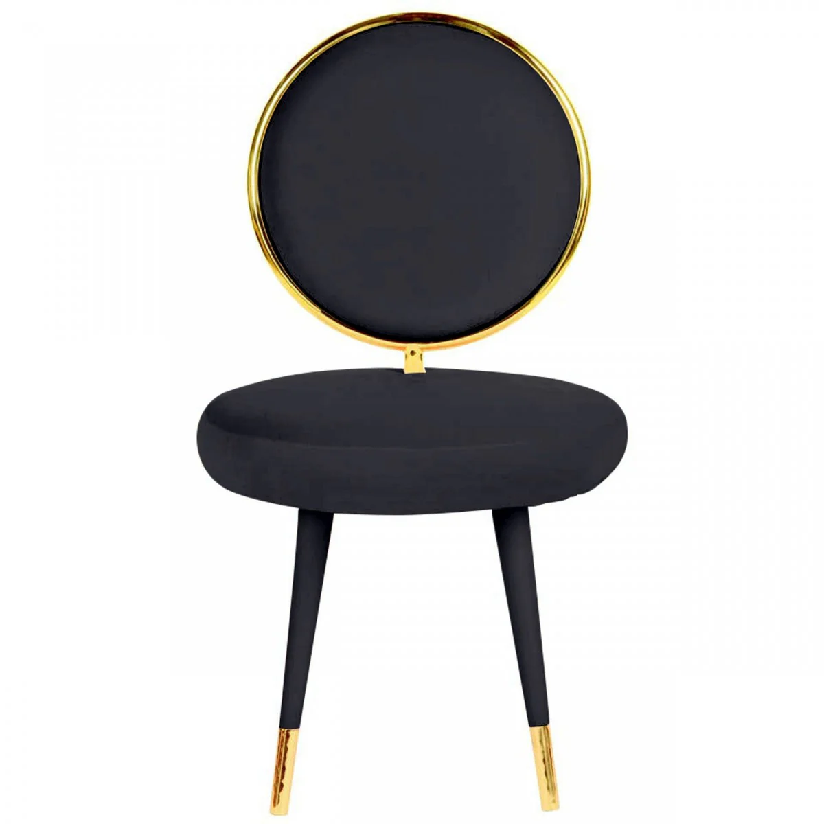 Set Of Two 21" Black Velvet And Black And Gold Solid Color Side Chair By Homeroots - Image 2