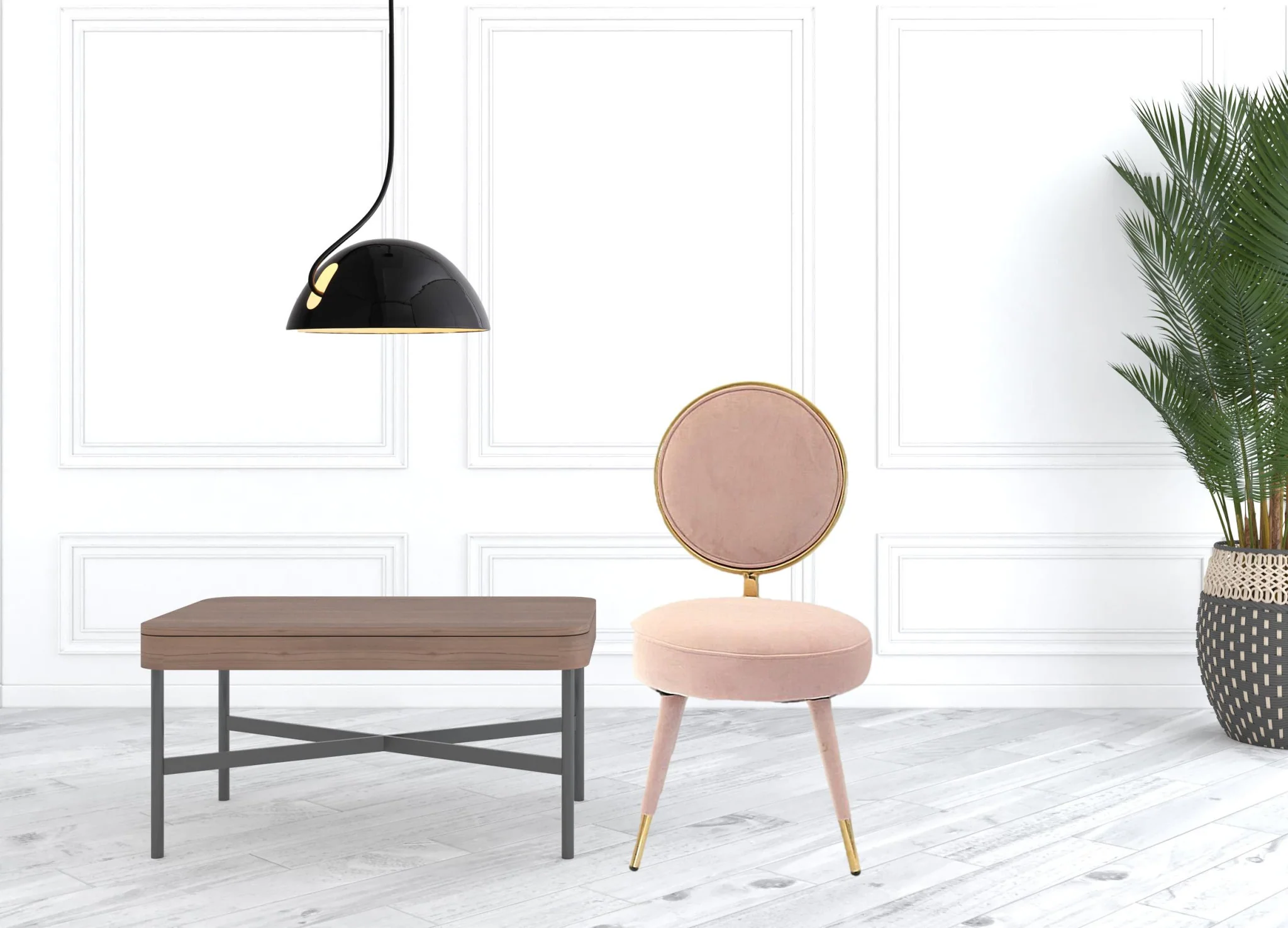 Set Of Two 21" Pink Velvet And Pink And Gold Solid Color Side Chair By Homeroots - Image 5