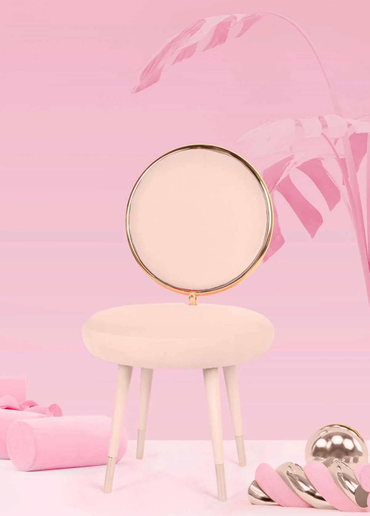 Set Of Two 21" Pink Velvet And Pink And Gold Solid Color Side Chair By Homeroots - Image 6