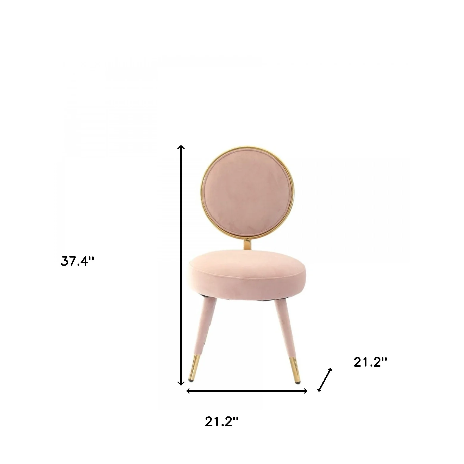 Set Of Two 21" Pink Velvet And Pink And Gold Solid Color Side Chair By Homeroots - Image 7