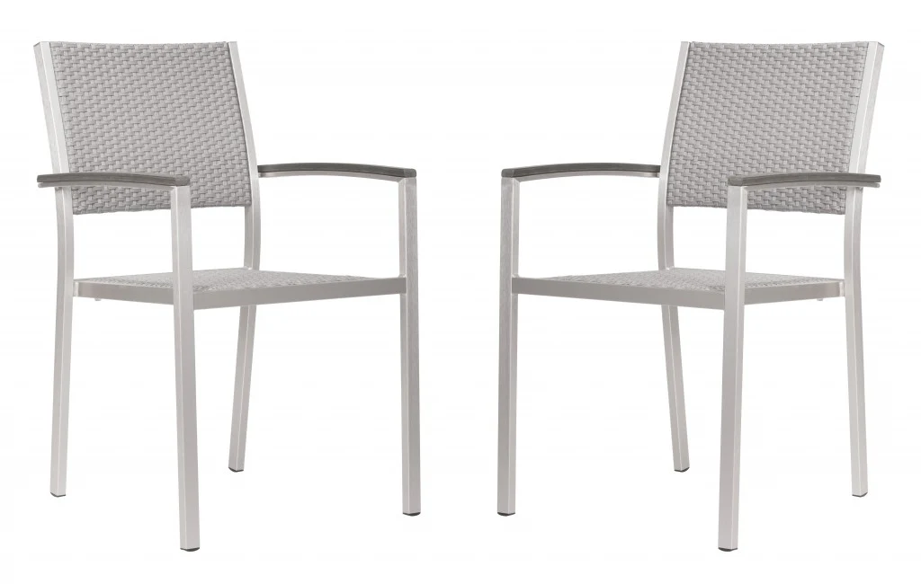 Set Of Two 21" White Aluminum Arm Chair By Homeroots - Image 5