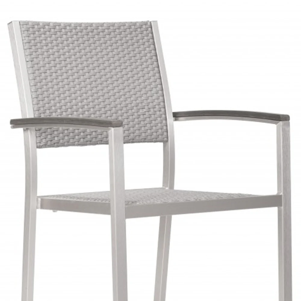 Set Of Two 21" White Aluminum Arm Chair By Homeroots - Image 7