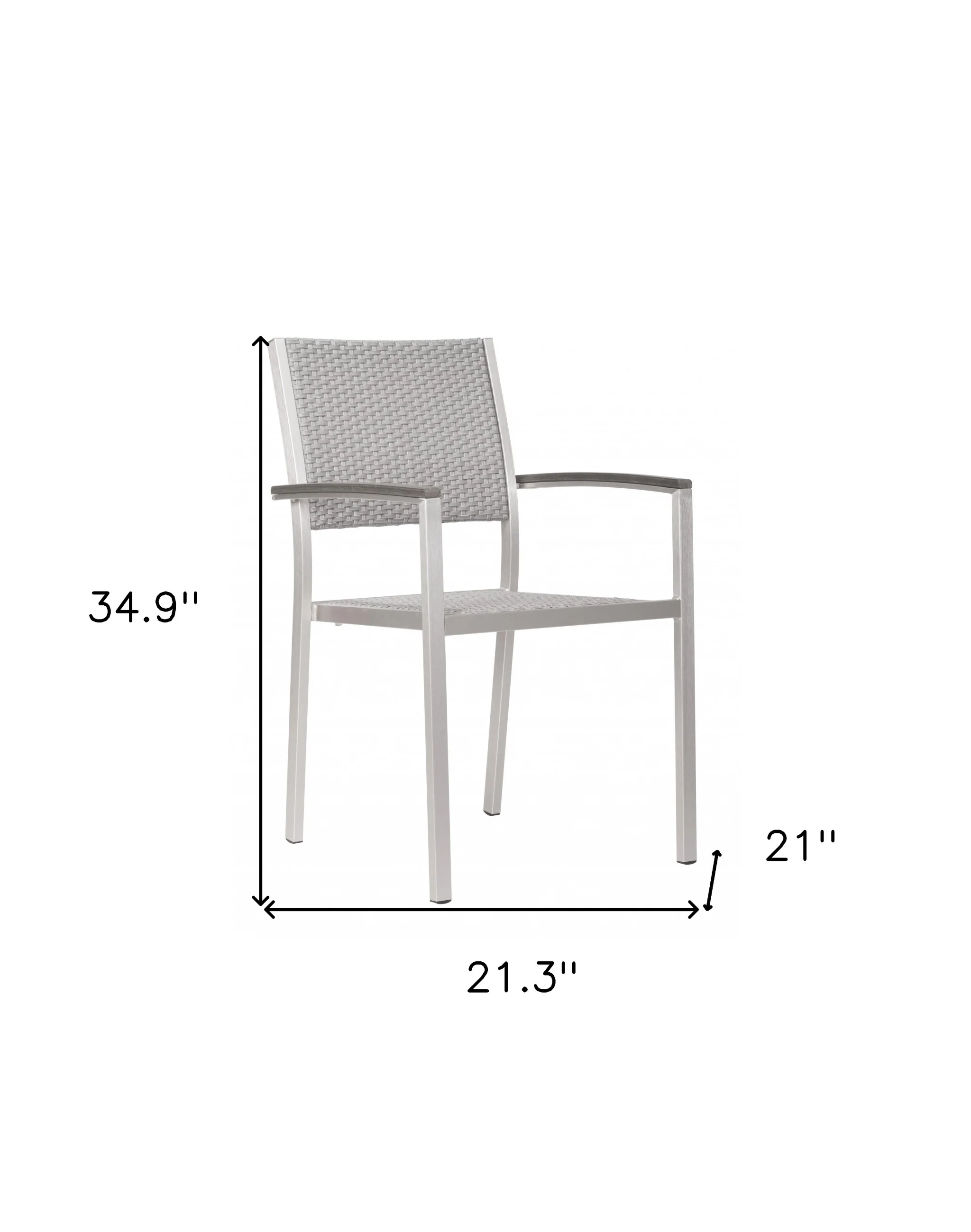 Set Of Two 21" White Aluminum Arm Chair By Homeroots - Image 8