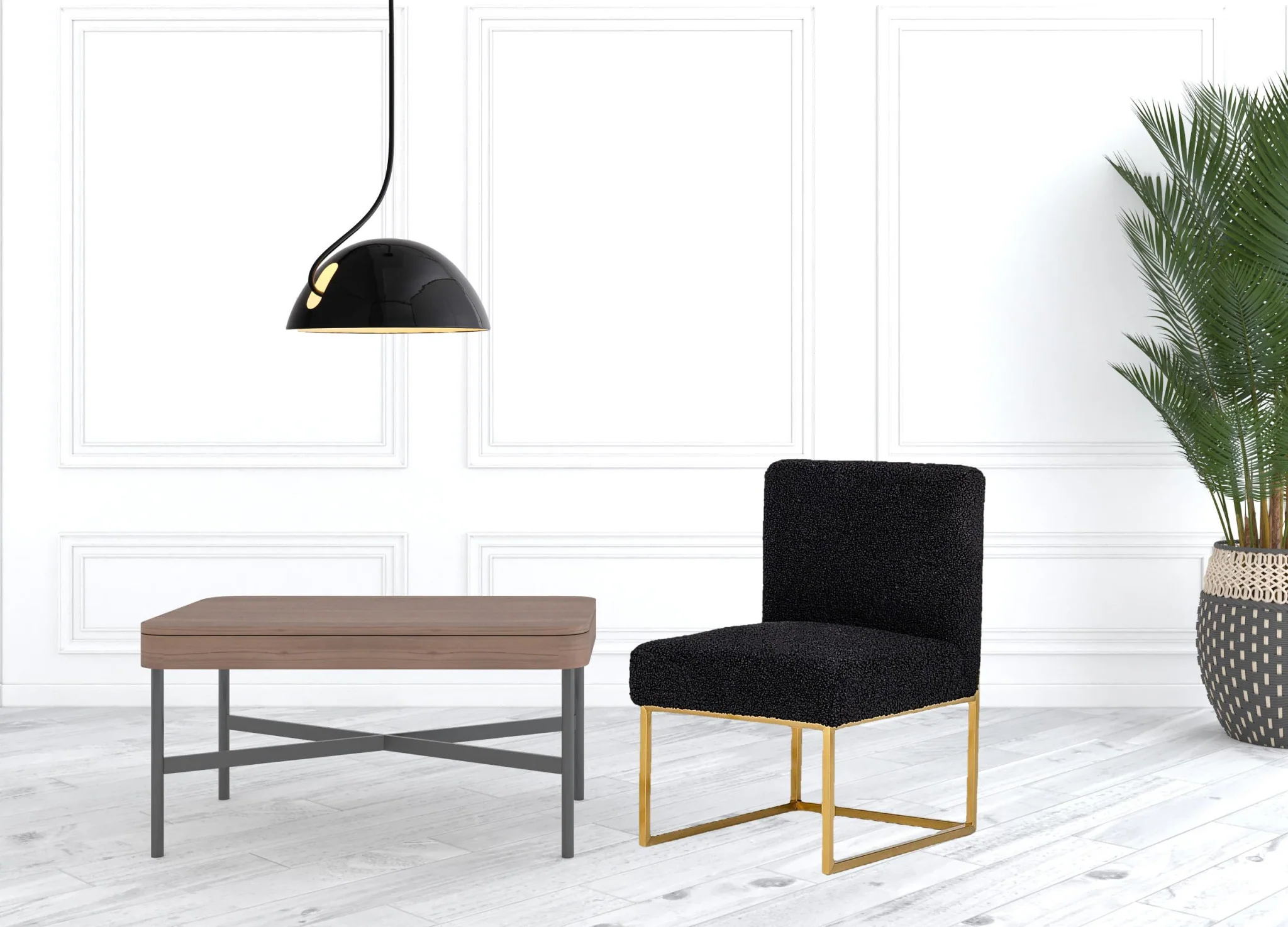 Set Of Two 23" Black And Gold Solid Color Parsons Chair By Homeroots - Image 5