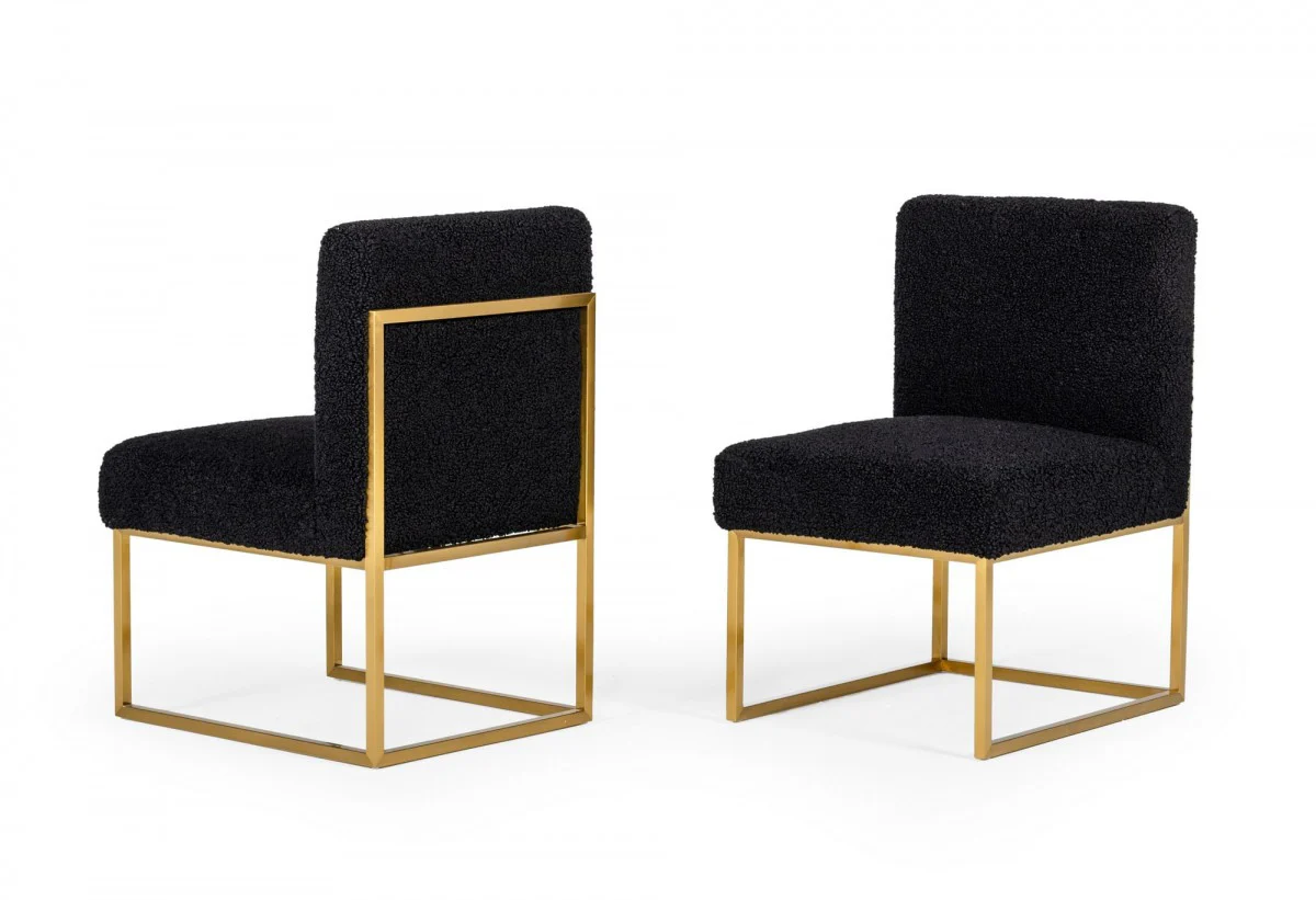 Set Of Two 23" Black And Gold Solid Color Parsons Chair By Homeroots - Image 6