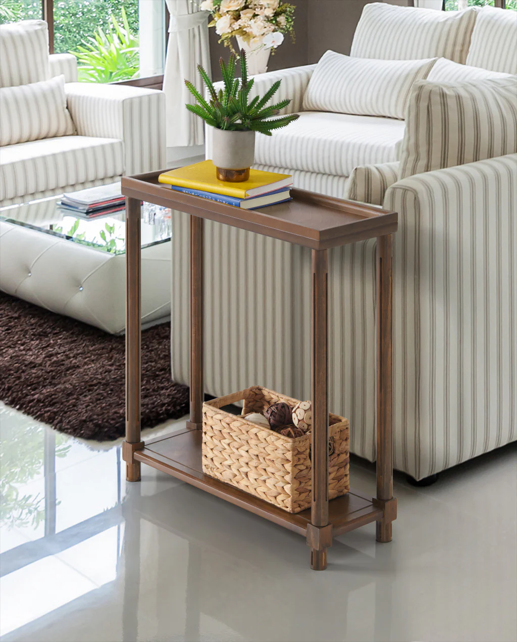 Set Of Two 24" Brown Wood Rectangular End Tables With Shelf By Homeroots - Image 8