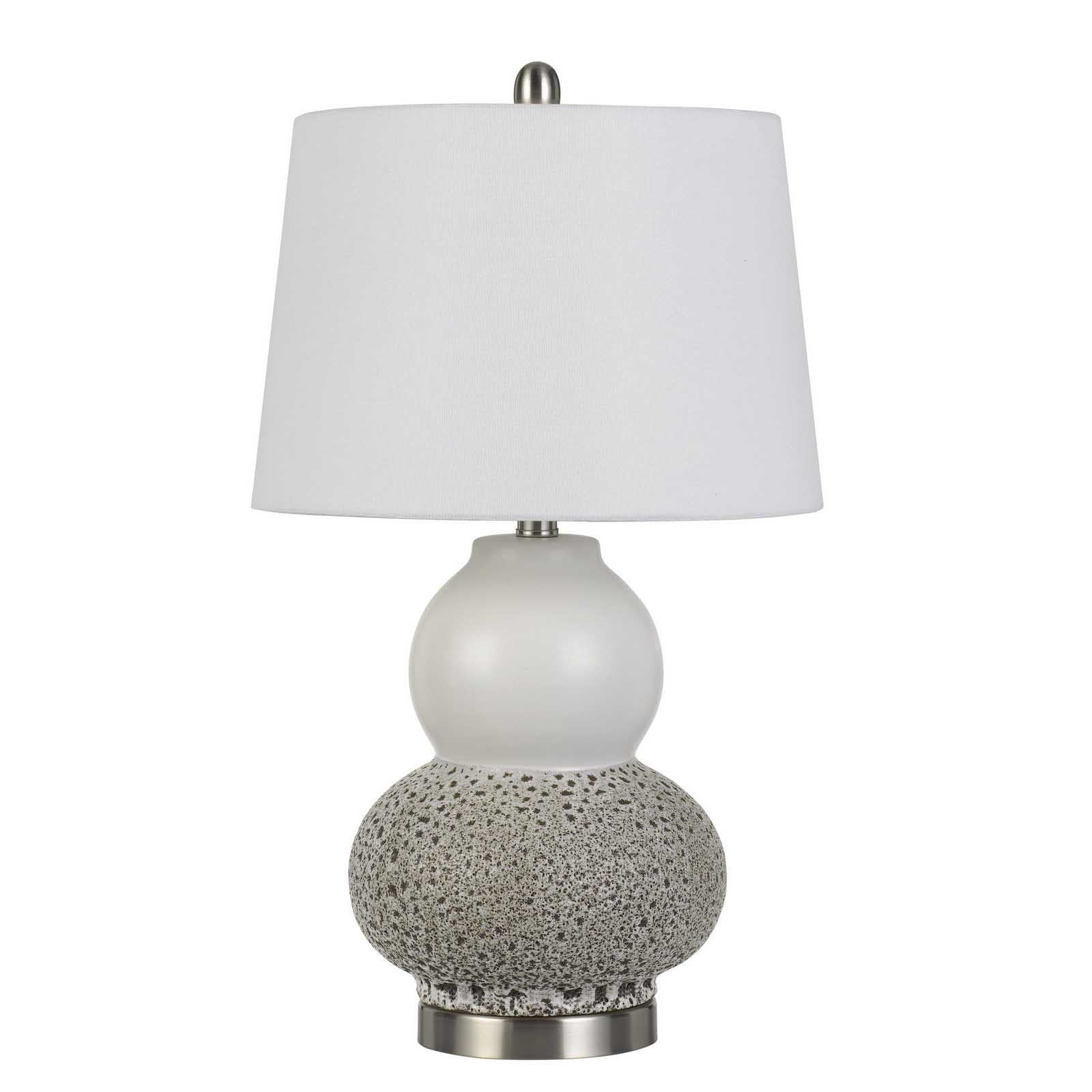 Set of Two 24” Grey Ceramic Pear Table Lamps By Homeroots - Image 2