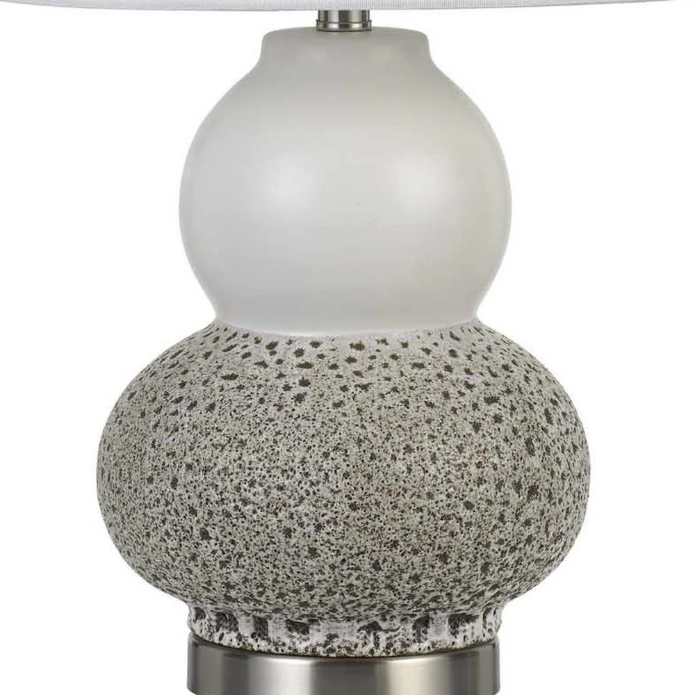 Set of Two 24” Grey Ceramic Pear Table Lamps By Homeroots - Image 3