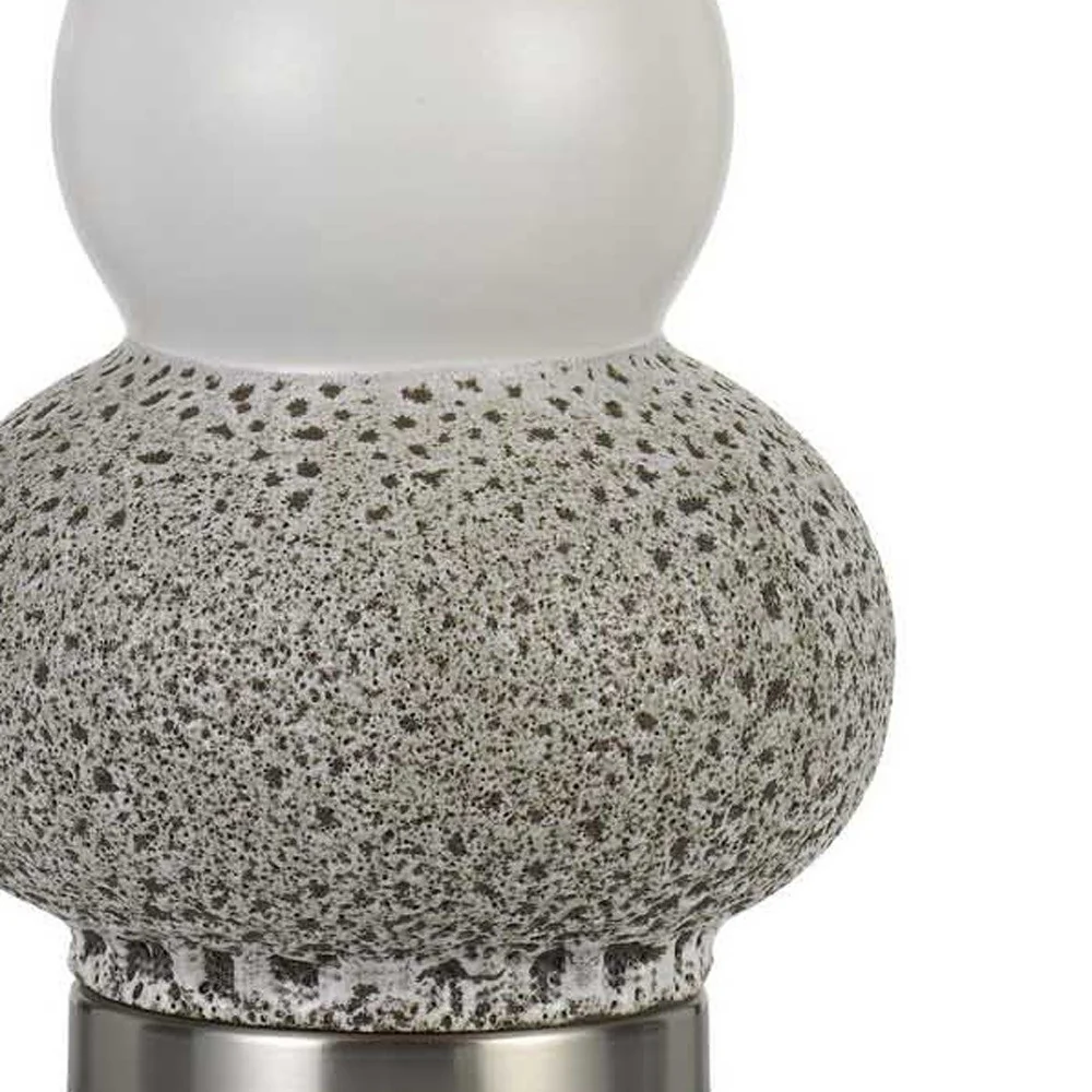 Set of Two 24” Grey Ceramic Pear Table Lamps By Homeroots - Image 4