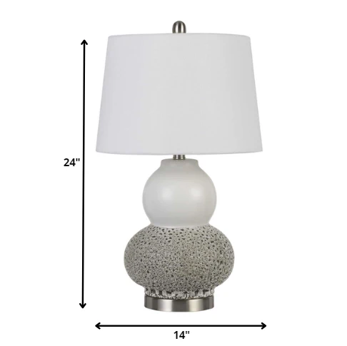 Set of Two 24” Grey Ceramic Pear Table Lamps By Homeroots - Image 5
