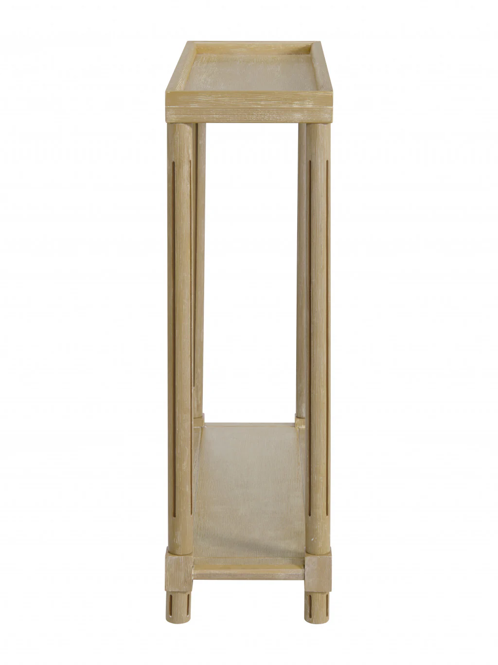 Set Of Two 24" Narrow Distressed Oak Wood End Tables With Shelf By Homeroots - Image 2